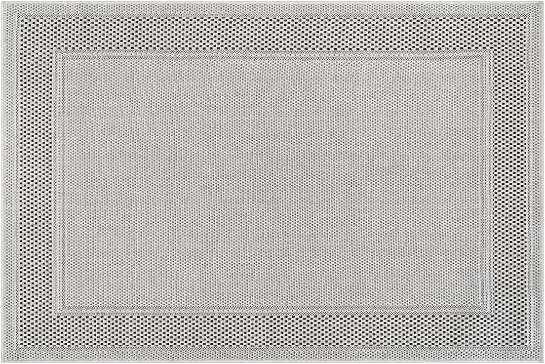 image:imageCAMILSON Easy Jute Rug 5x7 Indoor Outdoor Natural Color Fiber Area Rugs for Living Room Patio and Kitchen Rug Herringbone Seagrass Woven Design EasyCleaning Washable Outside Carpet Alfombras 5 x 7BorderedBoneblack