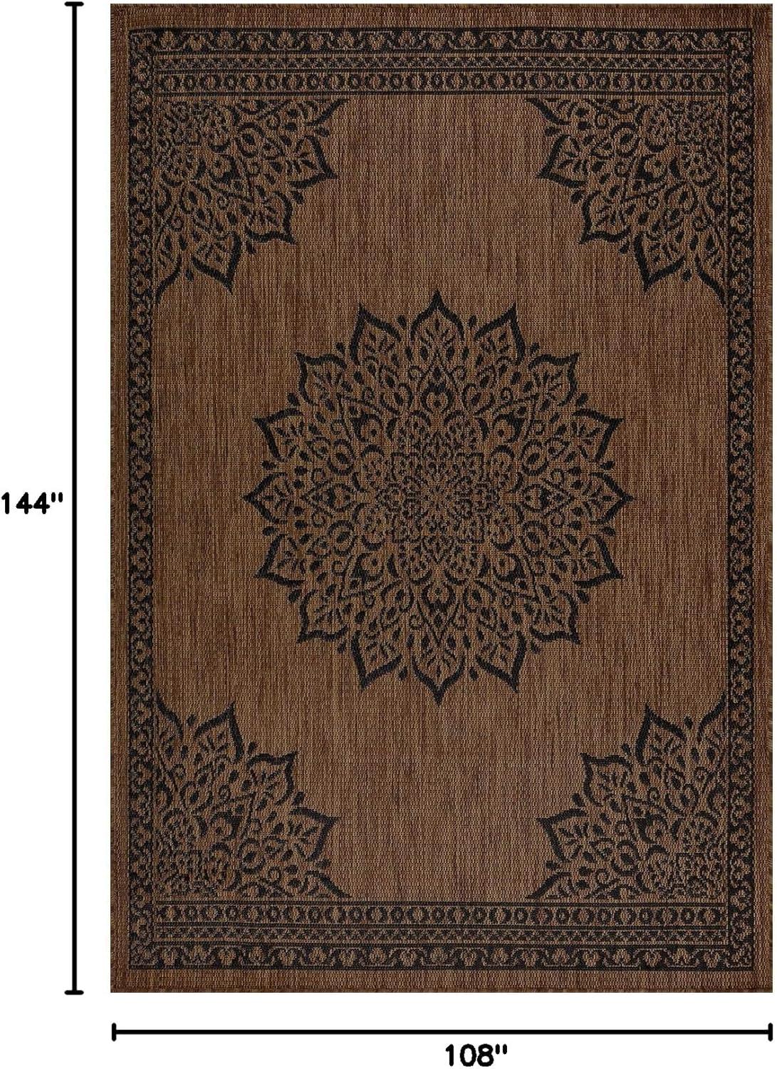 image:imageCAMILSON Indoor Outdoor Rug 5x7 Bordered Gray Modern Area Rugs for Indoor and Outdoor Patios Kitchen and Hallway Mats Washable Porch Deck Outside Carpet Bordered Grey 5 x 7Medallion Nut Brown