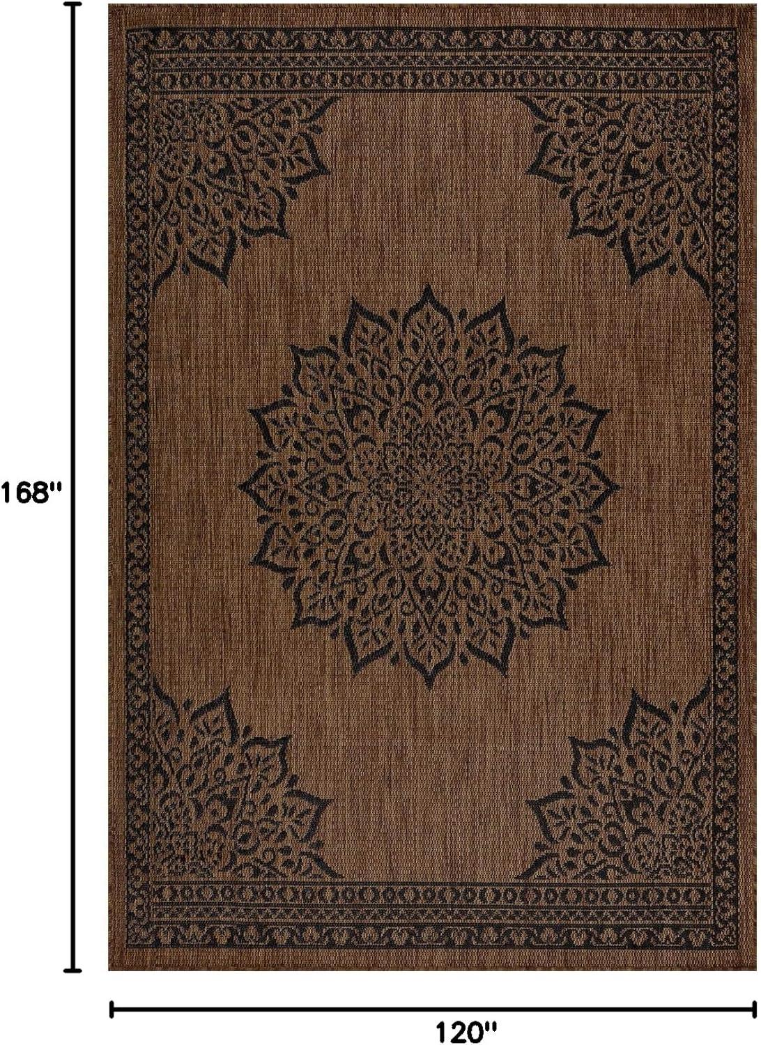 image:imageCAMILSON Indoor Outdoor Rug 5x7 Bordered Gray Modern Area Rugs for Indoor and Outdoor Patios Kitchen and Hallway Mats Washable Porch Deck Outside Carpet Bordered Grey 5 x 7Medallion Nut Brown