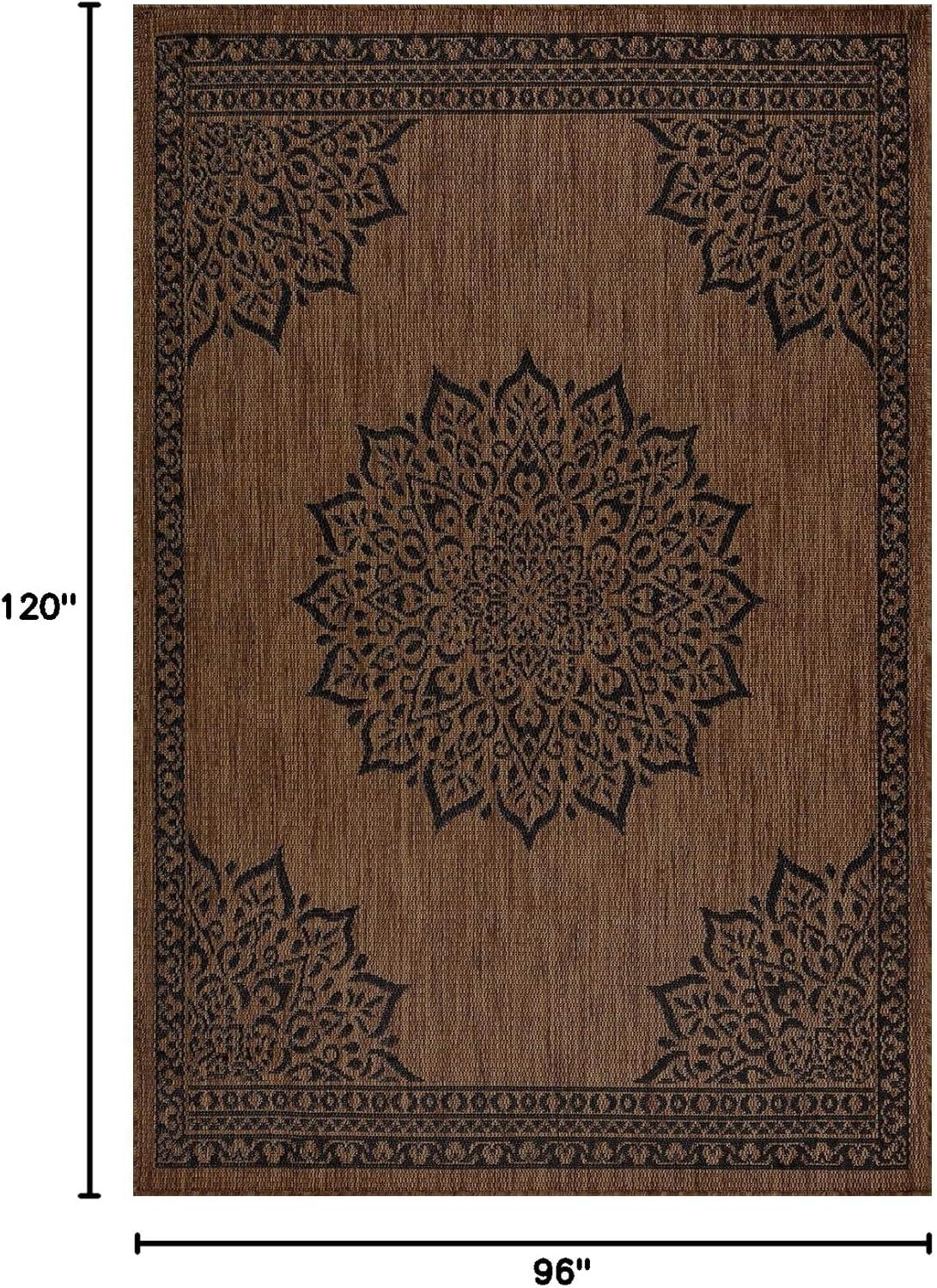 image:imageCAMILSON Indoor Outdoor Rug 5x7 Bordered Gray Modern Area Rugs for Indoor and Outdoor Patios Kitchen and Hallway Mats Washable Porch Deck Outside Carpet Bordered Grey 5 x 7Medallion Nut Brown