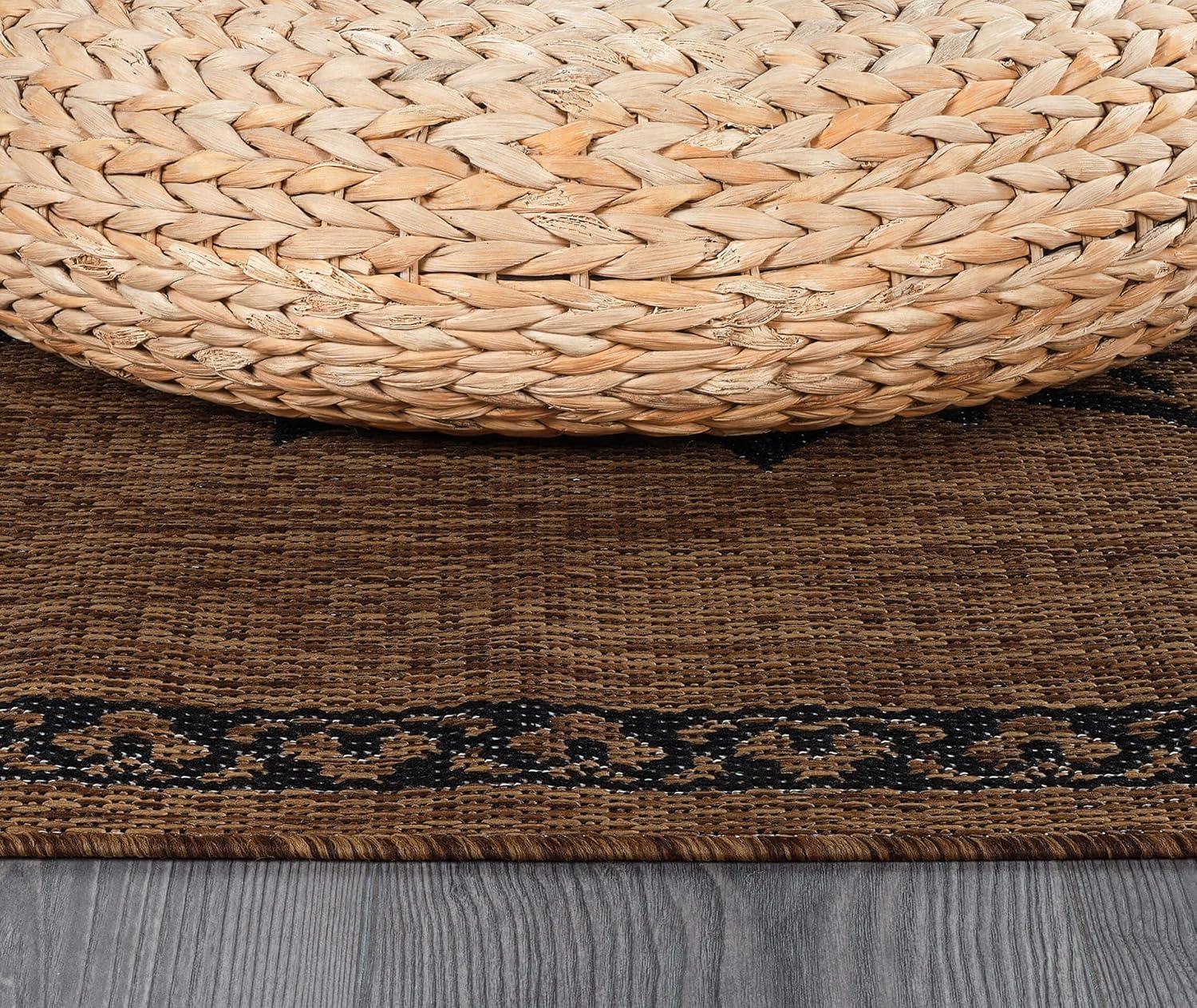 image:imageCAMILSON Indoor Outdoor Rug 5x7 Bordered Gray Modern Area Rugs for Indoor and Outdoor Patios Kitchen and Hallway Mats Washable Porch Deck Outside Carpet Bordered Grey 5 x 7Medallion Nut Brown