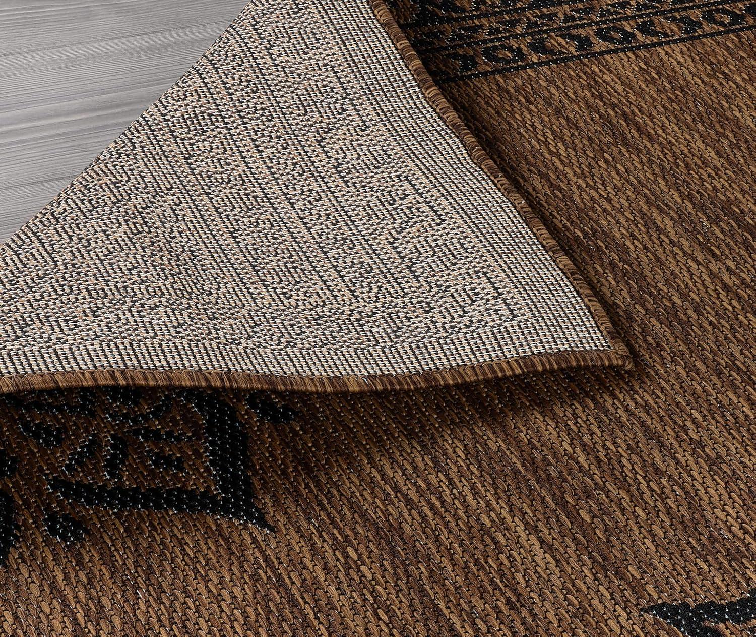 image:imageCAMILSON Indoor Outdoor Rug 5x7 Bordered Gray Modern Area Rugs for Indoor and Outdoor Patios Kitchen and Hallway Mats Washable Porch Deck Outside Carpet Bordered Grey 5 x 7Medallion Nut Brown