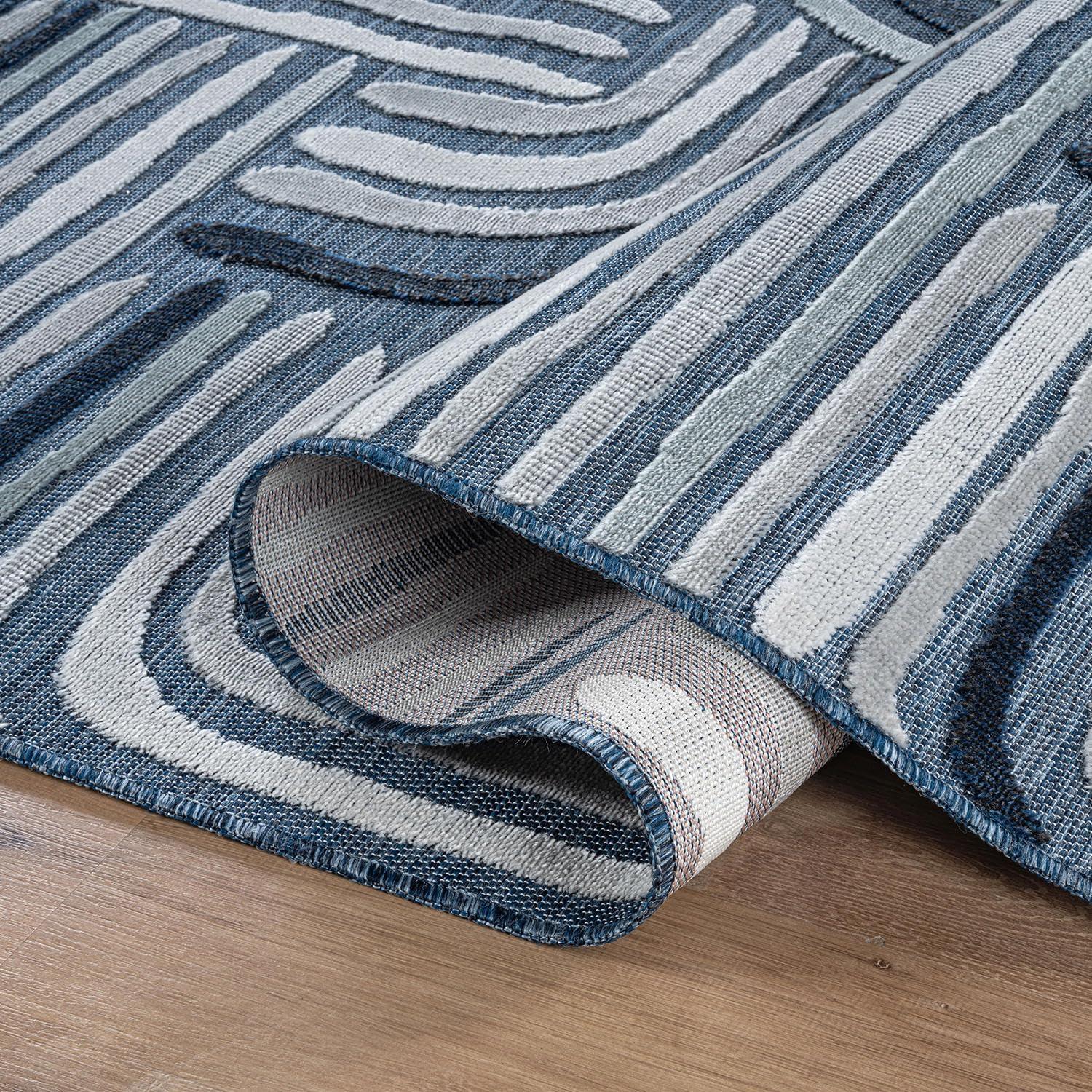 image:imageCAMILSON Indoor Outdoor Rug Navy 710x10 Leaf Tropical Botanical Area Rugs for Indoor and Outdoor patios EasyCleaning NonShedding Living Room Garden and Kitchen Washable Outside Carpet 8x103004 Navy