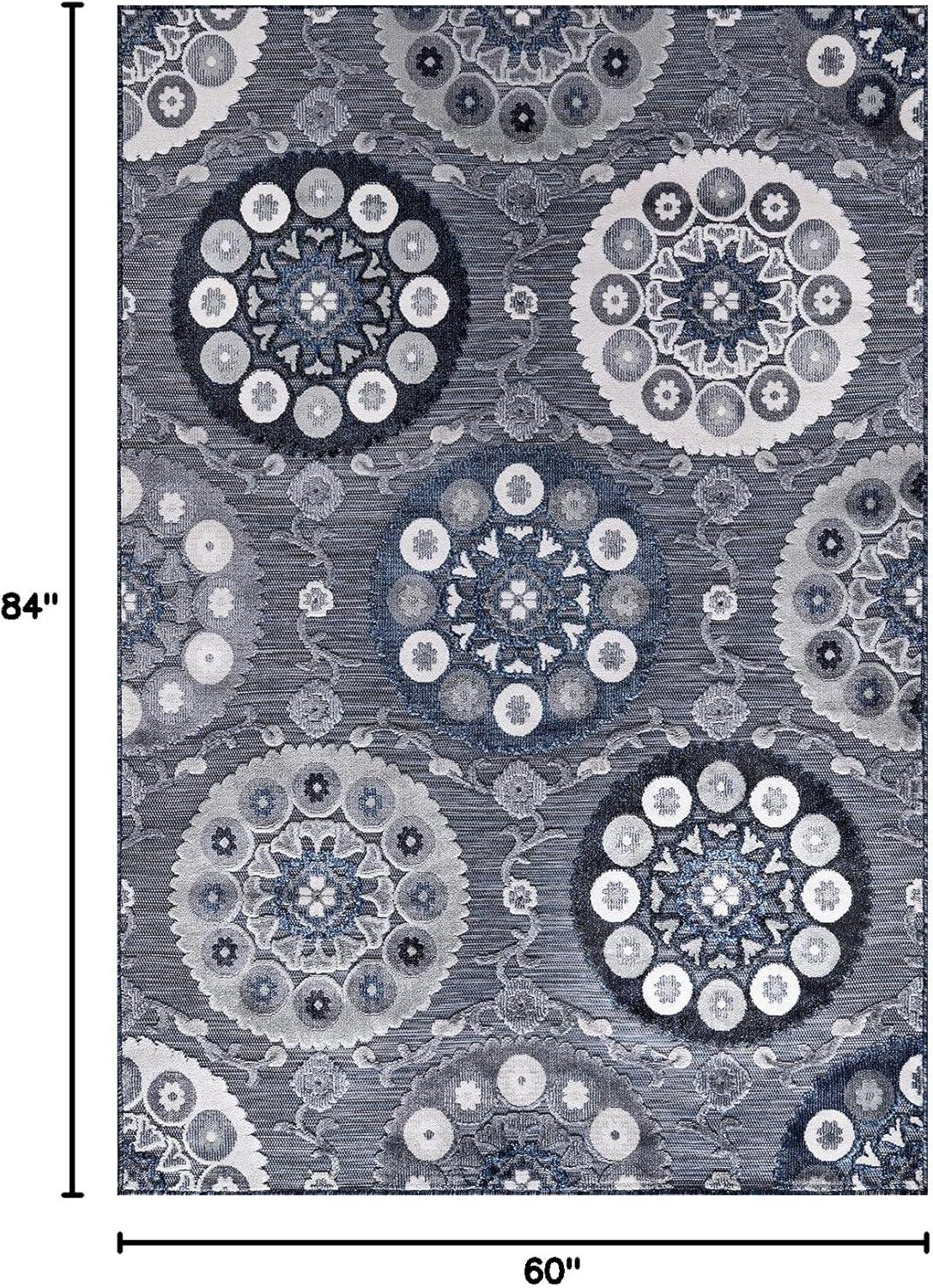 image:imageCAMILSON Indoor Outdoor Rug Navy 710x10 Leaf Tropical Botanical Area Rugs for Indoor and Outdoor patios EasyCleaning NonShedding Living Room Garden and Kitchen Washable Outside Carpet 8x103003 Navy