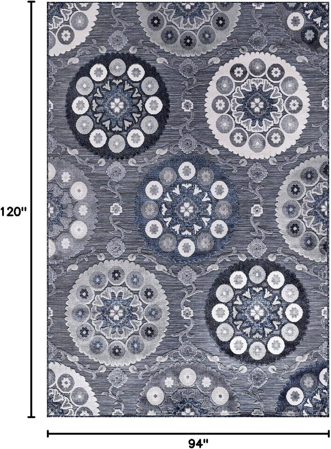 image:imageCAMILSON Indoor Outdoor Rug Navy 710x10 Leaf Tropical Botanical Area Rugs for Indoor and Outdoor patios EasyCleaning NonShedding Living Room Garden and Kitchen Washable Outside Carpet 8x103003 Navy
