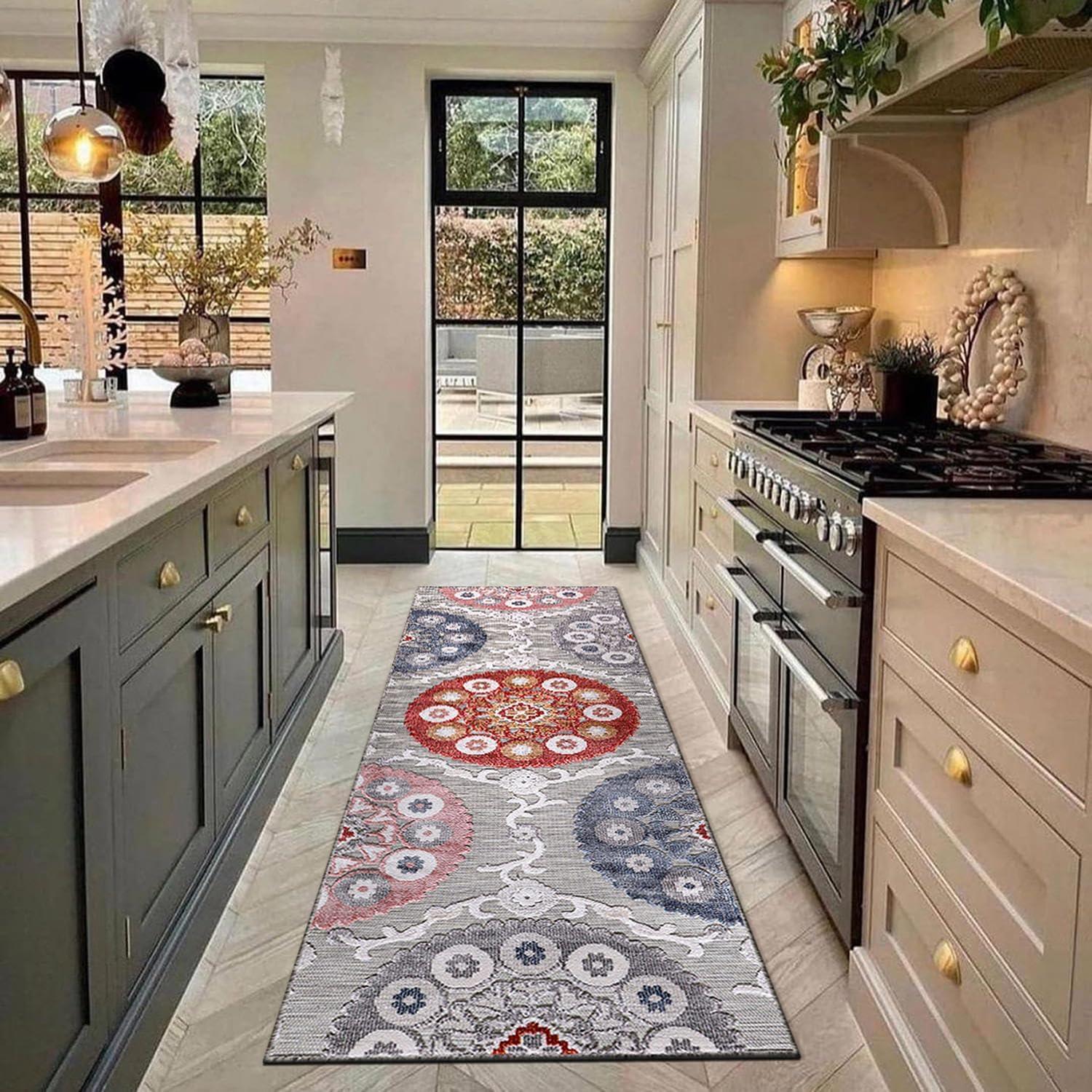 image:imageCAMILSON Indoor Outdoor Rug Navy 710x10 Leaf Tropical Botanical Area Rugs for Indoor and Outdoor patios EasyCleaning NonShedding Living Room Garden and Kitchen Washable Outside Carpet 8x103003 Multi Color
