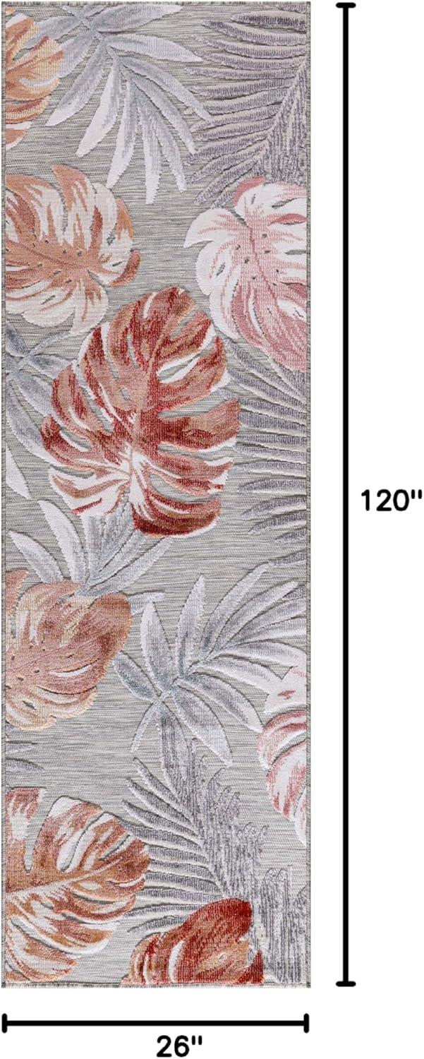 image:imageCAMILSON Indoor Outdoor Rug Navy 710x10 Leaf Tropical Botanical Area Rugs for Indoor and Outdoor patios EasyCleaning NonShedding Living Room Garden and Kitchen Washable Outside Carpet 8x103002 Multi Color