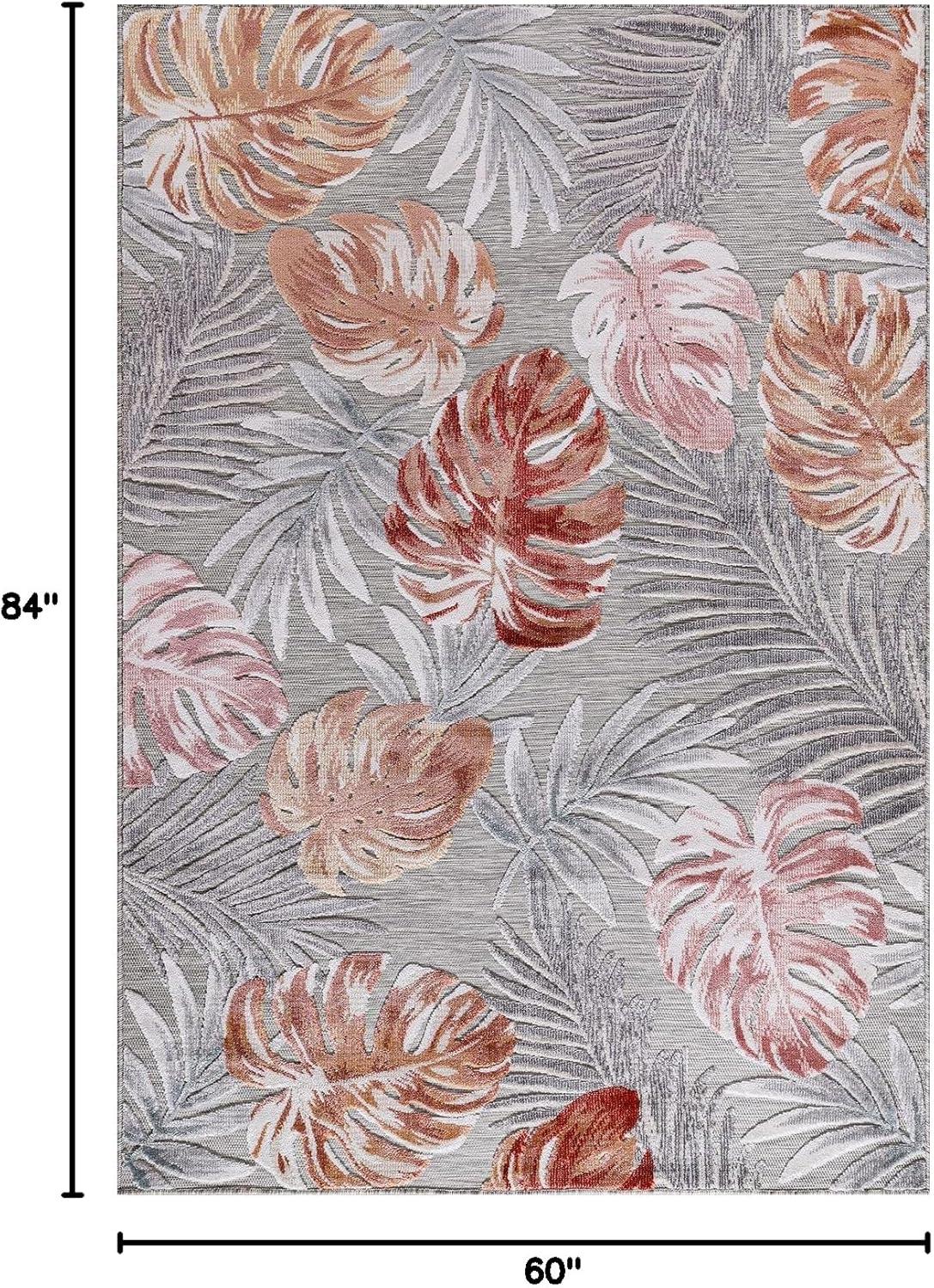 image:imageCAMILSON Indoor Outdoor Rug Navy 710x10 Leaf Tropical Botanical Area Rugs for Indoor and Outdoor patios EasyCleaning NonShedding Living Room Garden and Kitchen Washable Outside Carpet 8x103002 Multi Color