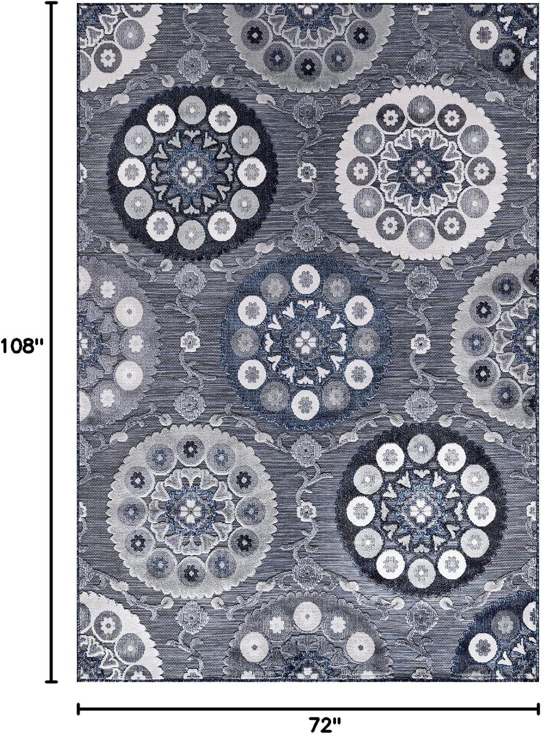 image:imageCAMILSON Indoor Outdoor Rug Navy 710x10 Leaf Tropical Botanical Area Rugs for Indoor and Outdoor patios EasyCleaning NonShedding Living Room Garden and Kitchen Washable Outside Carpet 8x103003 Navy