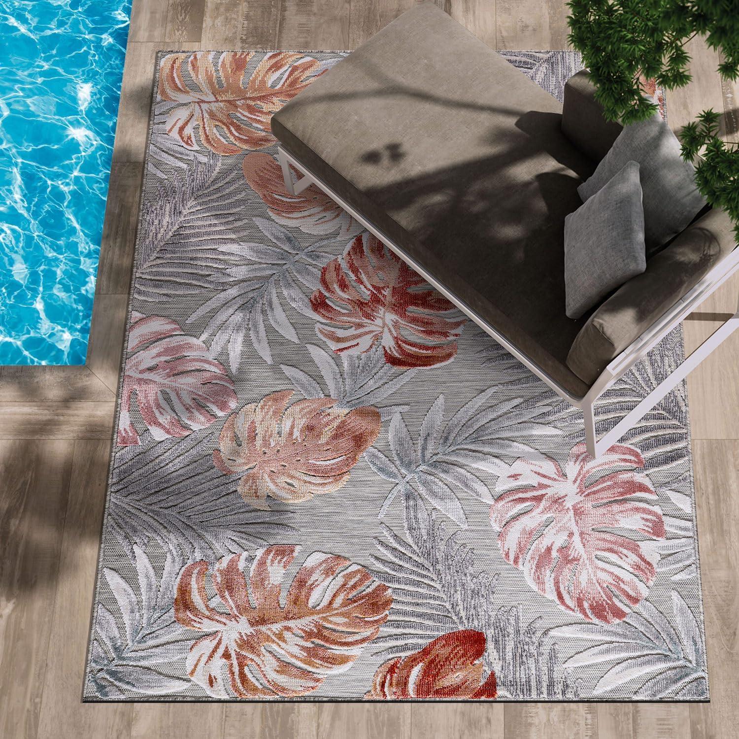 image:imageCAMILSON Indoor Outdoor Rug Navy 710x10 Leaf Tropical Botanical Area Rugs for Indoor and Outdoor patios EasyCleaning NonShedding Living Room Garden and Kitchen Washable Outside Carpet 8x103002 Multi Color