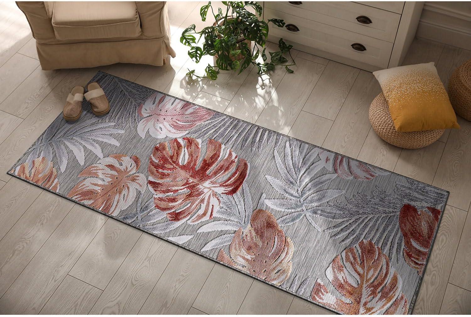 image:imageCAMILSON Indoor Outdoor Rug Navy 710x10 Leaf Tropical Botanical Area Rugs for Indoor and Outdoor patios EasyCleaning NonShedding Living Room Garden and Kitchen Washable Outside Carpet 8x103002 Multi Color