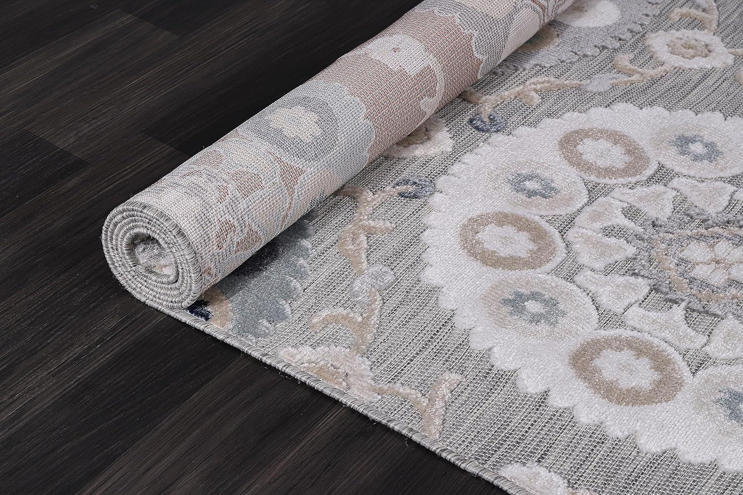 image:imageCAMILSON Indoor Outdoor Rug Navy 710x10 Leaf Tropical Botanical Area Rugs for Indoor and Outdoor patios EasyCleaning NonShedding Living Room Garden and Kitchen Washable Outside Carpet 8x103003 Blue