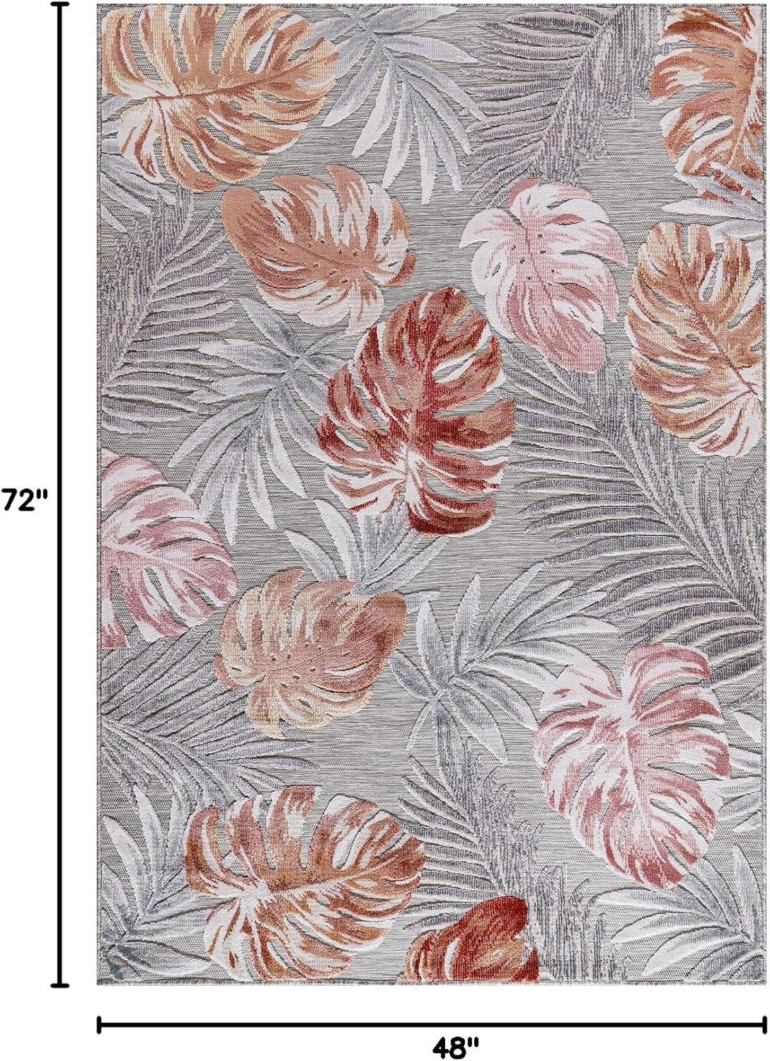 image:imageCAMILSON Indoor Outdoor Rug Navy 710x10 Leaf Tropical Botanical Area Rugs for Indoor and Outdoor patios EasyCleaning NonShedding Living Room Garden and Kitchen Washable Outside Carpet 8x103002 Multi Color