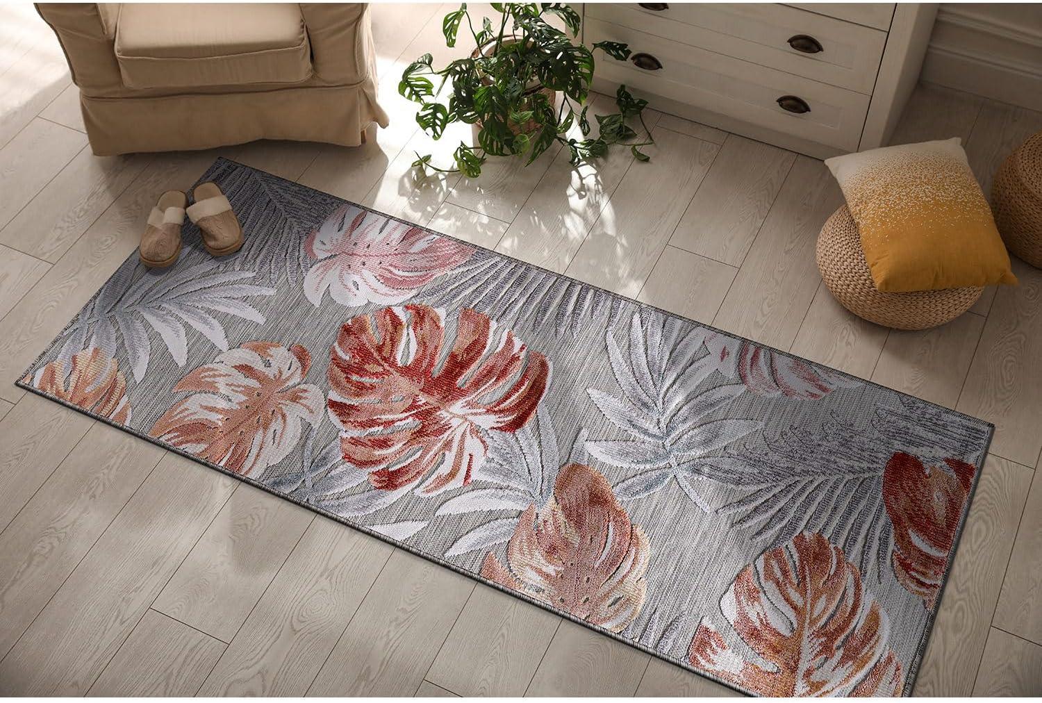 image:imageCAMILSON Indoor Outdoor Rug Navy 710x10 Leaf Tropical Botanical Area Rugs for Indoor and Outdoor patios EasyCleaning NonShedding Living Room Garden and Kitchen Washable Outside Carpet 8x103002 Multi Color