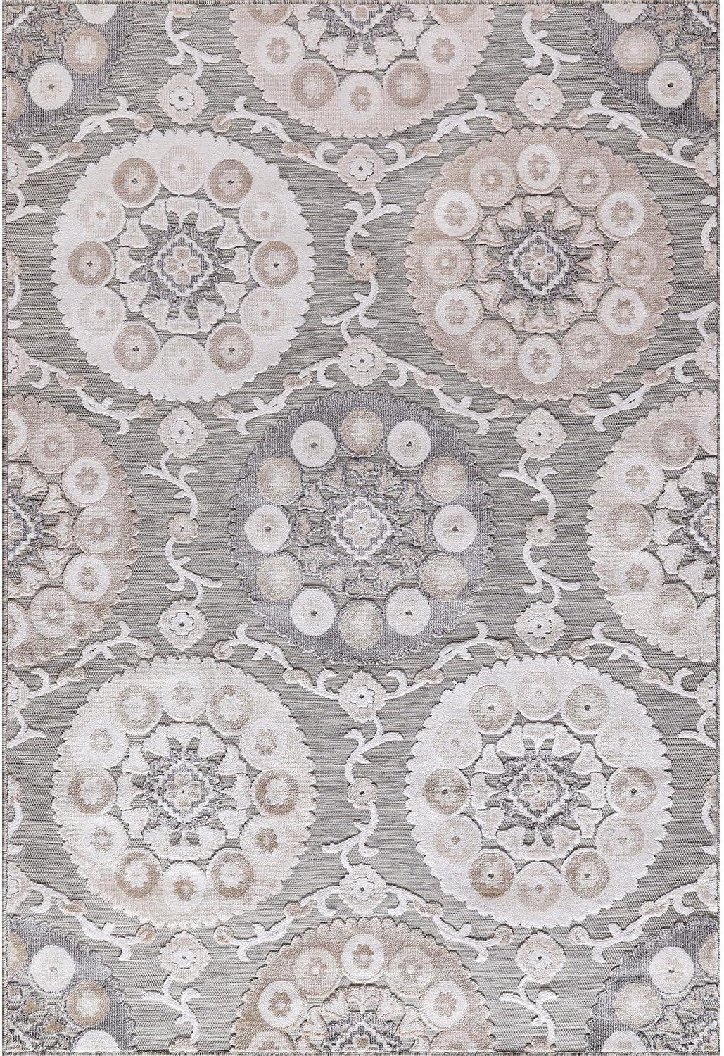 image:imageCAMILSON Indoor Outdoor Rug Navy 710x10 Leaf Tropical Botanical Area Rugs for Indoor and Outdoor patios EasyCleaning NonShedding Living Room Garden and Kitchen Washable Outside Carpet 8x103003 Beige