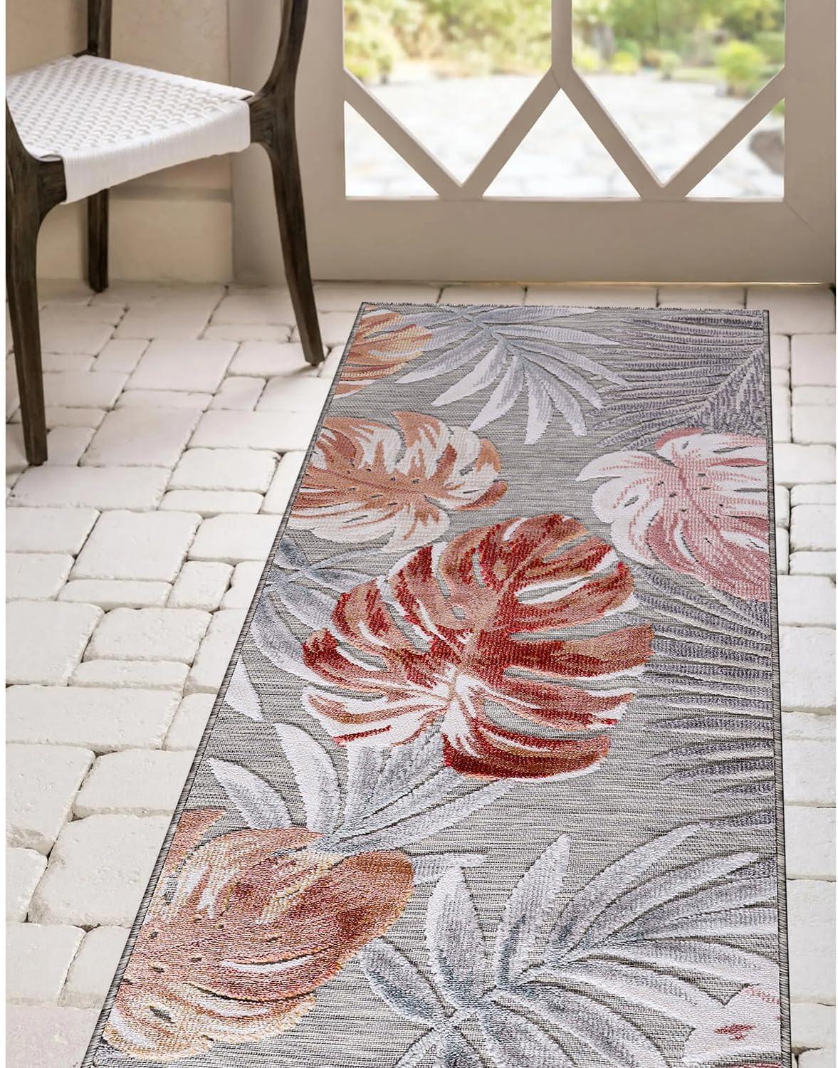 image:imageCAMILSON Indoor Outdoor Rug Navy 710x10 Leaf Tropical Botanical Area Rugs for Indoor and Outdoor patios EasyCleaning NonShedding Living Room Garden and Kitchen Washable Outside Carpet 8x103002 Multi Color