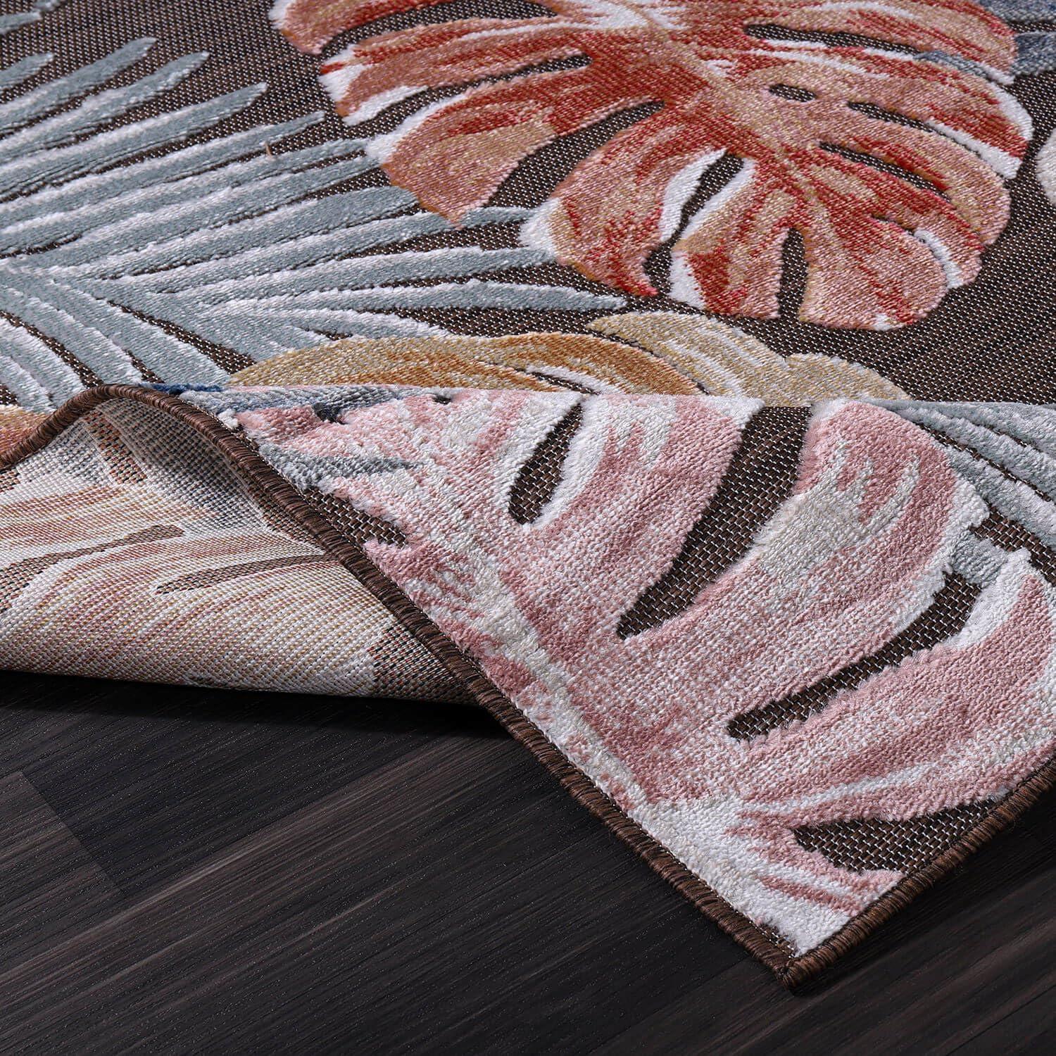 image:imageCAMILSON Indoor Outdoor Rug Navy 710x10 Leaf Tropical Botanical Area Rugs for Indoor and Outdoor patios EasyCleaning NonShedding Living Room Garden and Kitchen Washable Outside Carpet 8x103002 Brown