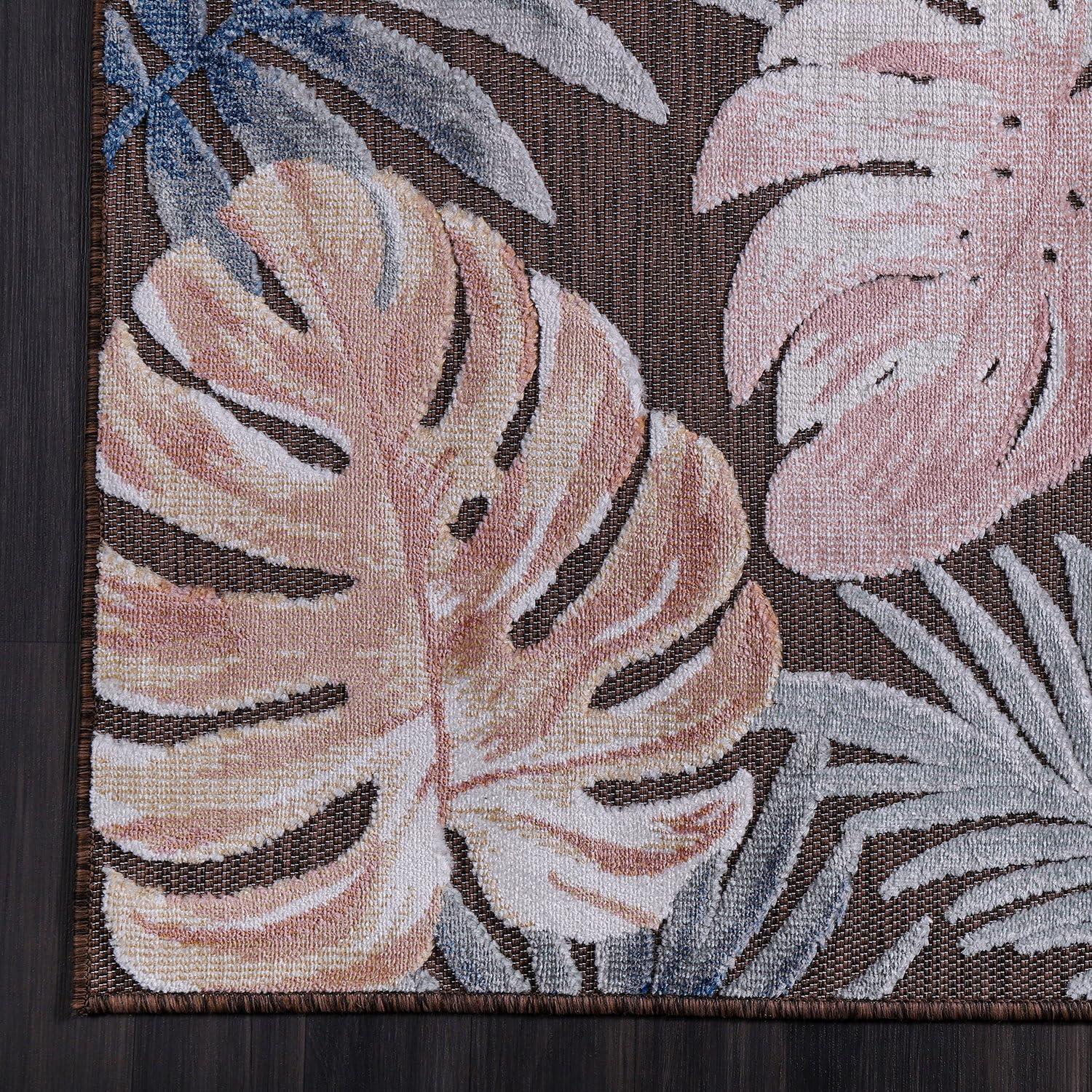 image:imageCAMILSON Indoor Outdoor Rug Navy 710x10 Leaf Tropical Botanical Area Rugs for Indoor and Outdoor patios EasyCleaning NonShedding Living Room Garden and Kitchen Washable Outside Carpet 8x103002 Brown