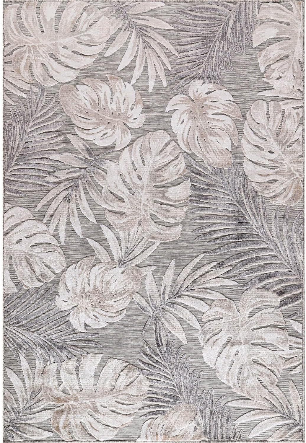 image:imageCAMILSON Indoor Outdoor Rug Navy 710x10 Leaf Tropical Botanical Area Rugs for Indoor and Outdoor patios EasyCleaning NonShedding Living Room Garden and Kitchen Washable Outside Carpet 8x103002 Beige