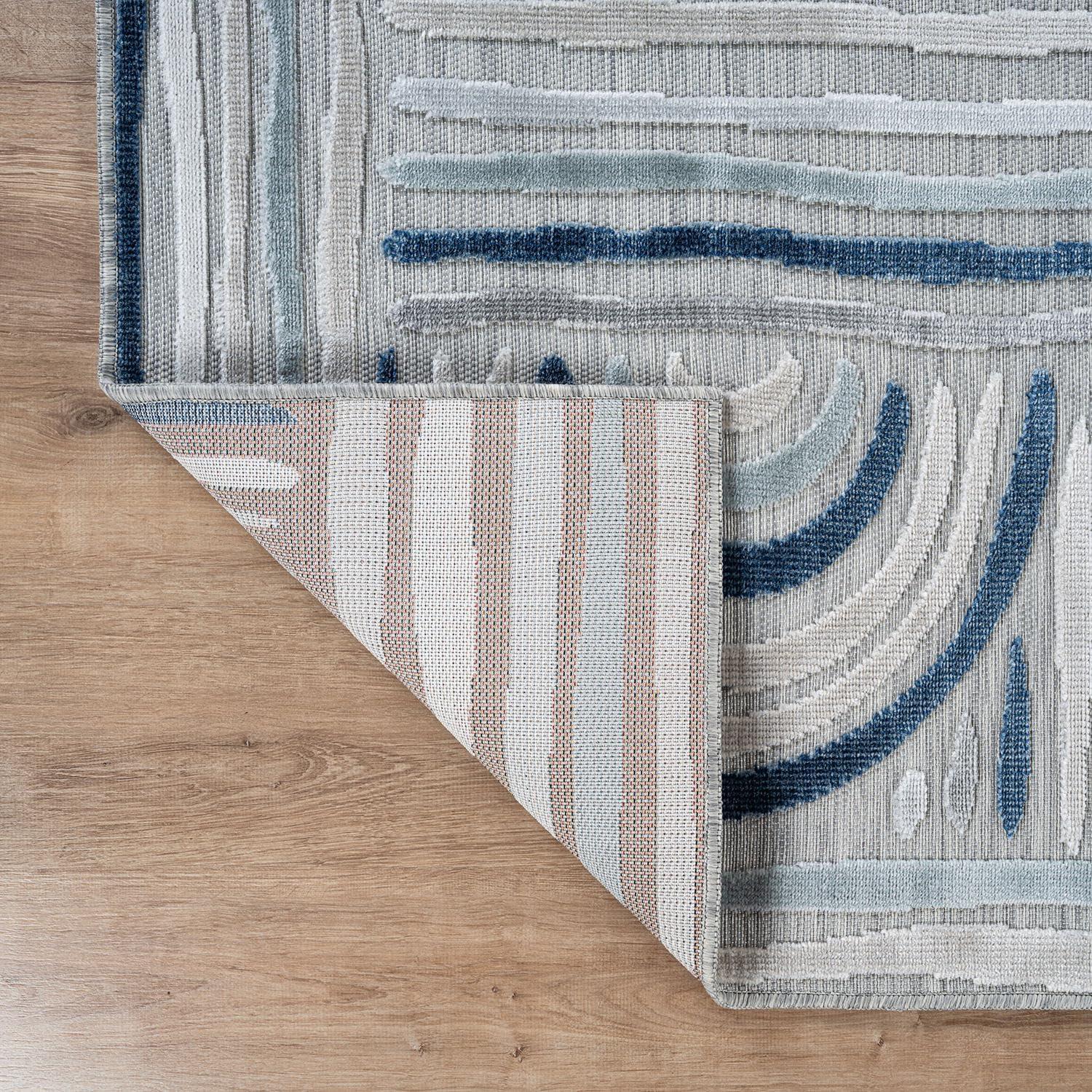 image:imageCAMILSON Indoor Outdoor Rug Navy 710x10 Leaf Tropical Botanical Area Rugs for Indoor and Outdoor patios EasyCleaning NonShedding Living Room Garden and Kitchen Washable Outside Carpet 8x103004 Blue