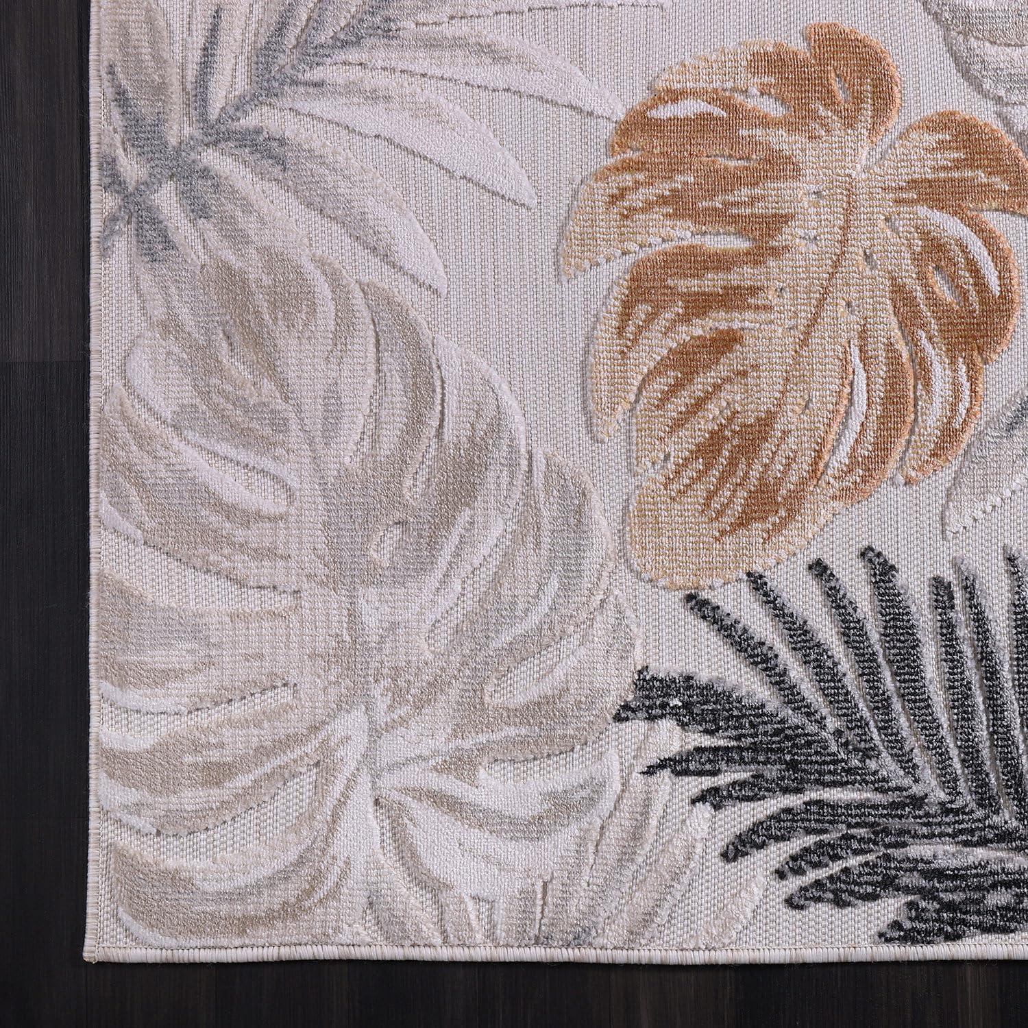 image:imageCAMILSON Indoor Outdoor Rug Navy 710x10 Leaf Tropical Botanical Area Rugs for Indoor and Outdoor patios EasyCleaning NonShedding Living Room Garden and Kitchen Washable Outside Carpet 8x103002 Yellow