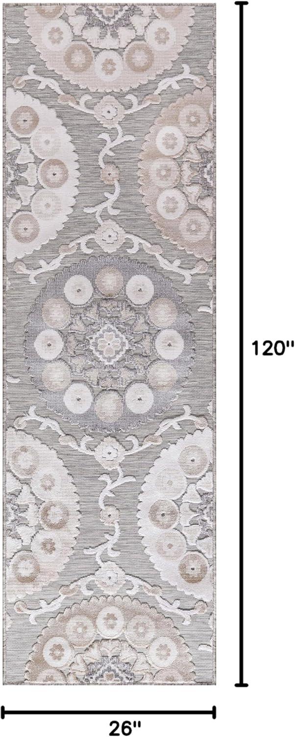 image:imageCAMILSON Indoor Outdoor Rug Navy 710x10 Leaf Tropical Botanical Area Rugs for Indoor and Outdoor patios EasyCleaning NonShedding Living Room Garden and Kitchen Washable Outside Carpet 8x103003 Beige