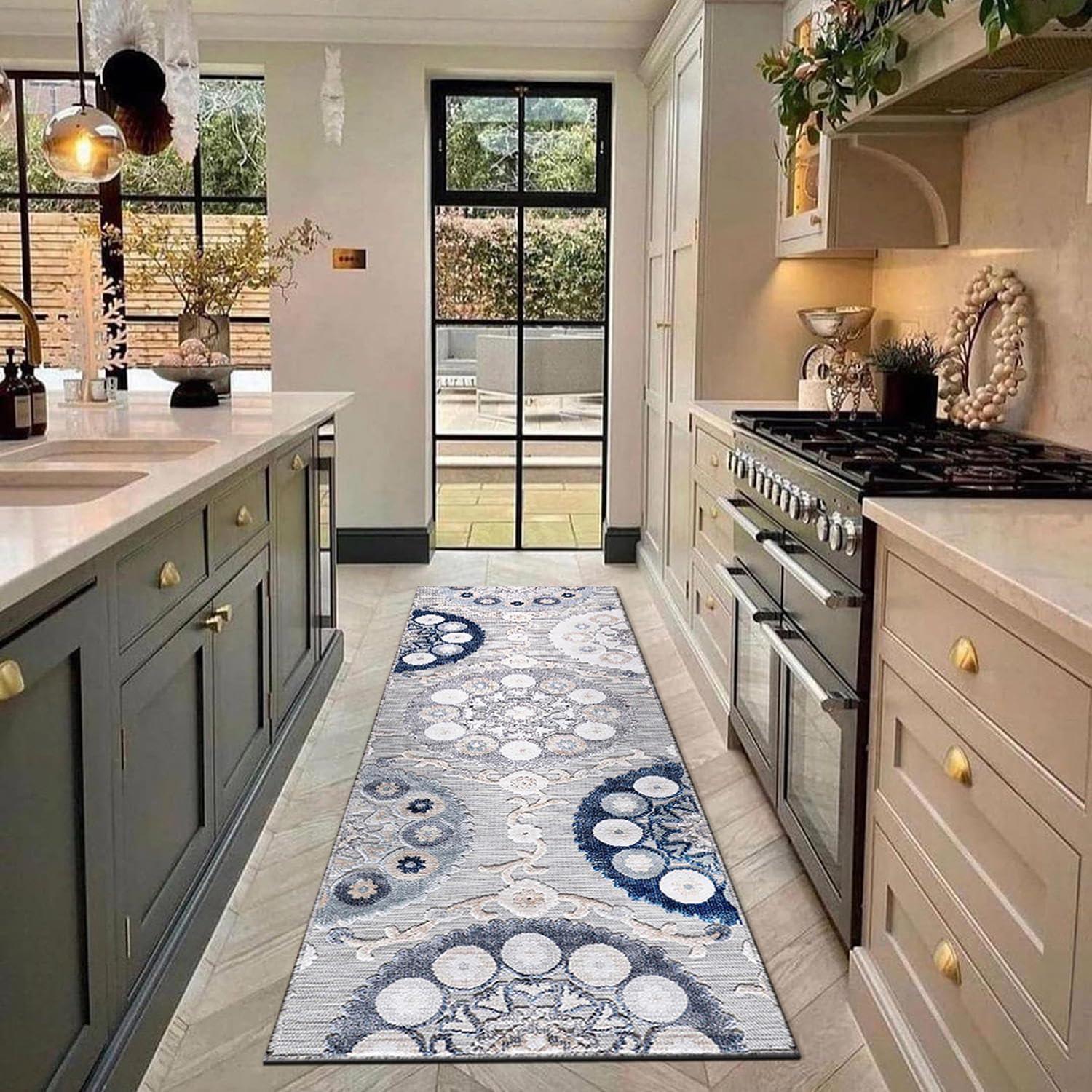 image:imageCAMILSON Indoor Outdoor Rug Navy 710x10 Leaf Tropical Botanical Area Rugs for Indoor and Outdoor patios EasyCleaning NonShedding Living Room Garden and Kitchen Washable Outside Carpet 8x103003 Blue