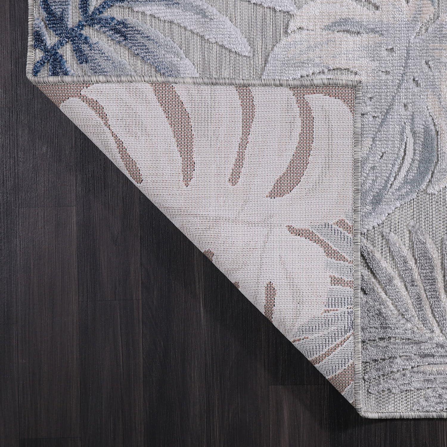 image:imageCAMILSON Indoor Outdoor Rug Navy 710x10 Leaf Tropical Botanical Area Rugs for Indoor and Outdoor patios EasyCleaning NonShedding Living Room Garden and Kitchen Washable Outside Carpet 8x103002 Blue