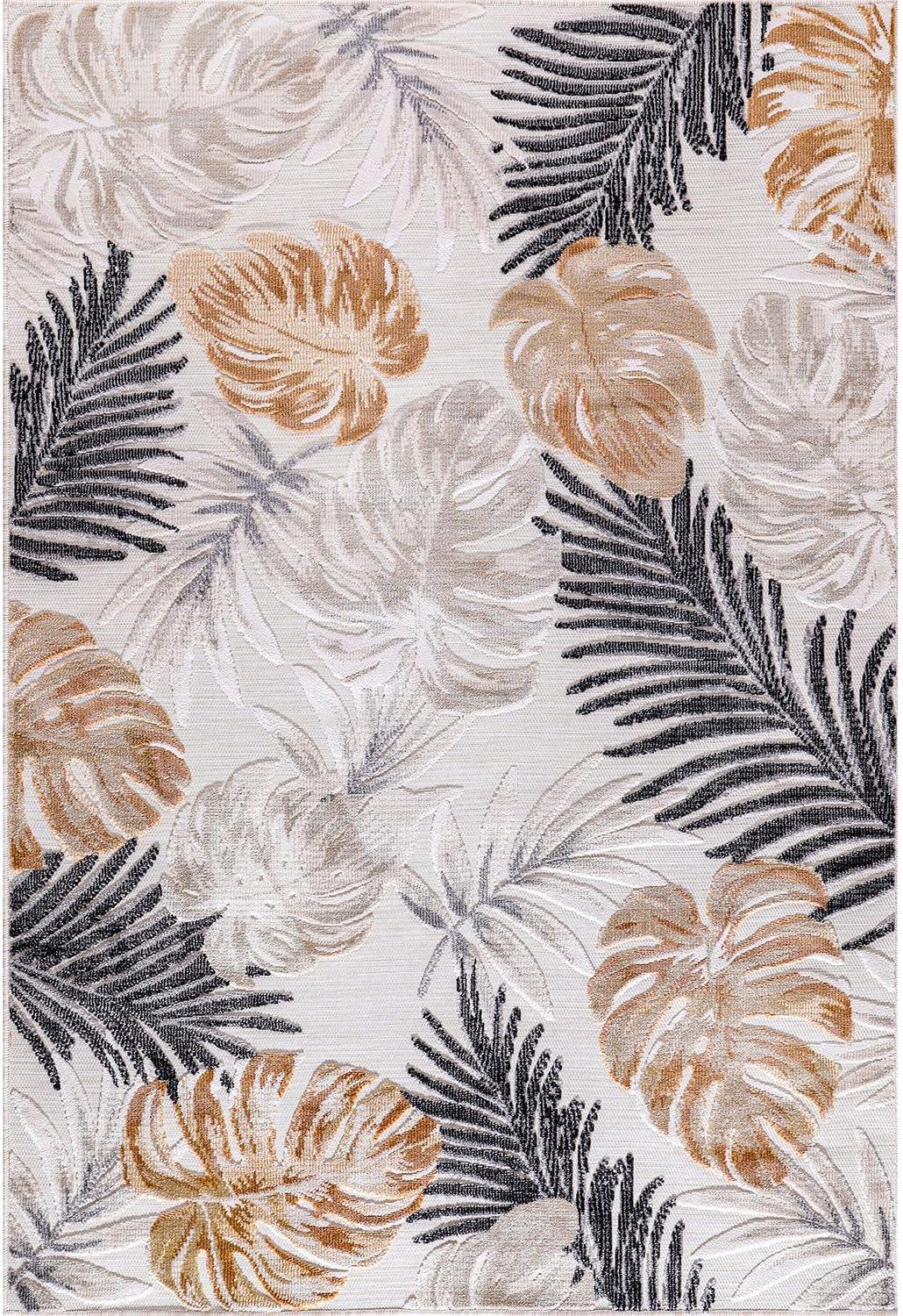 image:imageCAMILSON Indoor Outdoor Rug Navy 710x10 Leaf Tropical Botanical Area Rugs for Indoor and Outdoor patios EasyCleaning NonShedding Living Room Garden and Kitchen Washable Outside Carpet 8x103002 Yellow