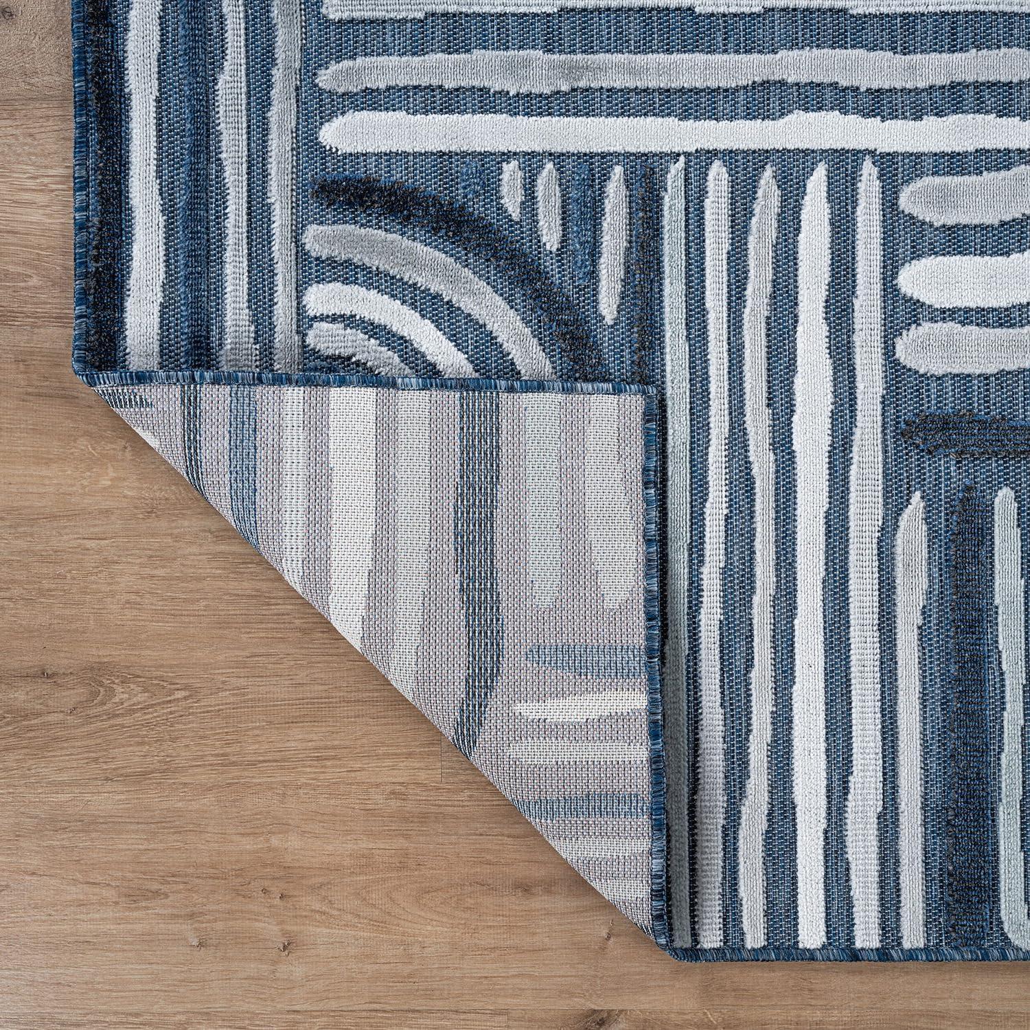 image:imageCAMILSON Indoor Outdoor Rug Navy 710x10 Leaf Tropical Botanical Area Rugs for Indoor and Outdoor patios EasyCleaning NonShedding Living Room Garden and Kitchen Washable Outside Carpet 8x103004 Navy