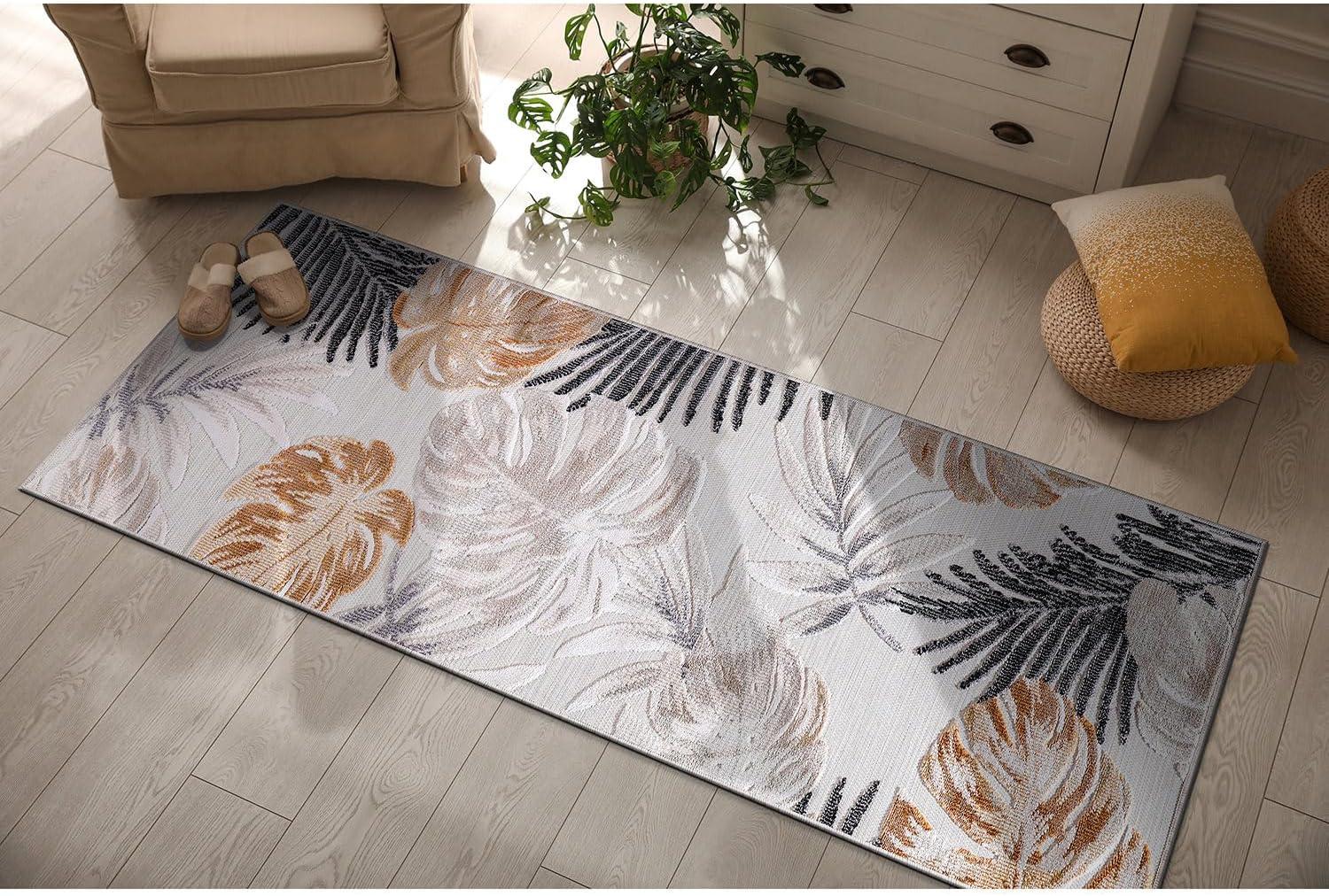 image:imageCAMILSON Indoor Outdoor Rug Navy 710x10 Leaf Tropical Botanical Area Rugs for Indoor and Outdoor patios EasyCleaning NonShedding Living Room Garden and Kitchen Washable Outside Carpet 8x103002 Yellow