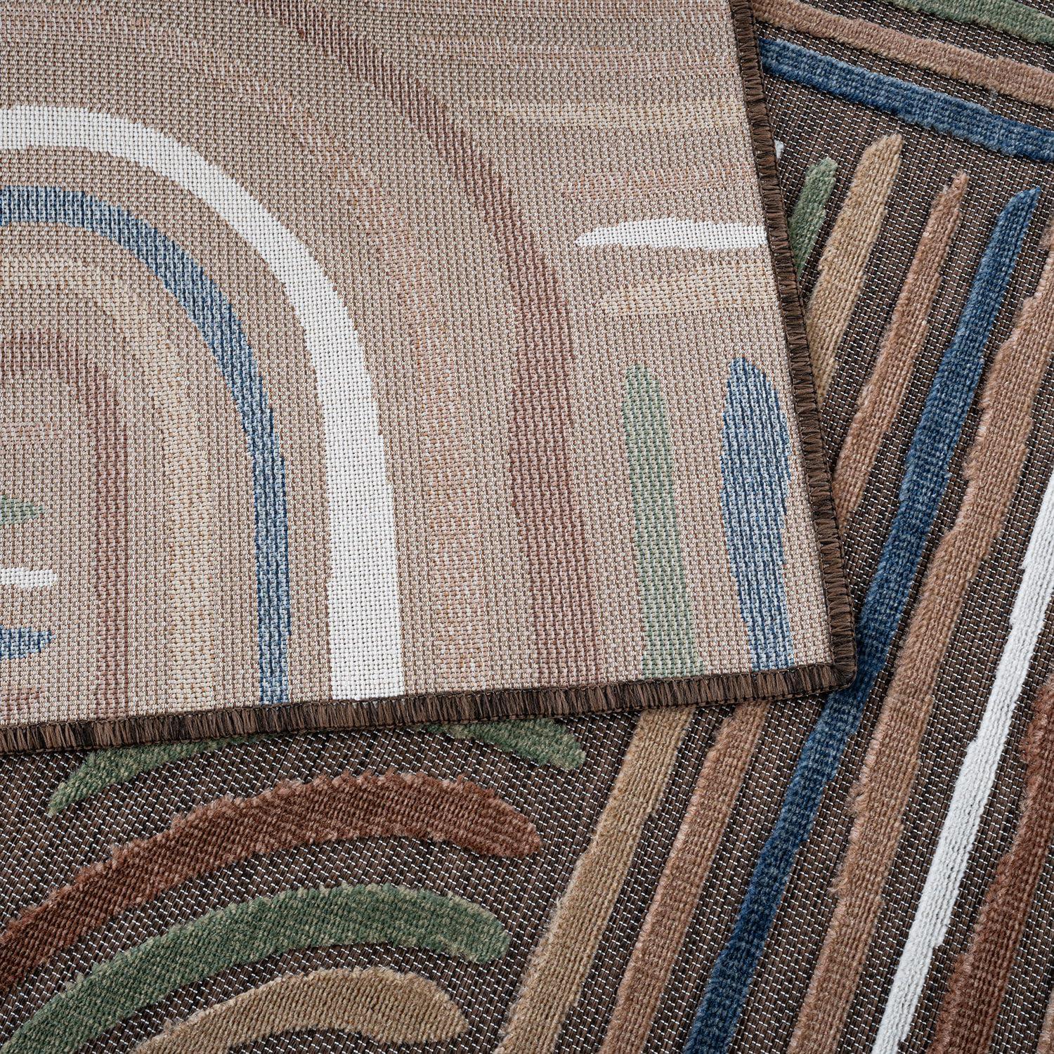 image:imageCAMILSON Indoor Outdoor Rug Navy 710x10 Leaf Tropical Botanical Area Rugs for Indoor and Outdoor patios EasyCleaning NonShedding Living Room Garden and Kitchen Washable Outside Carpet 8x103004 Brown