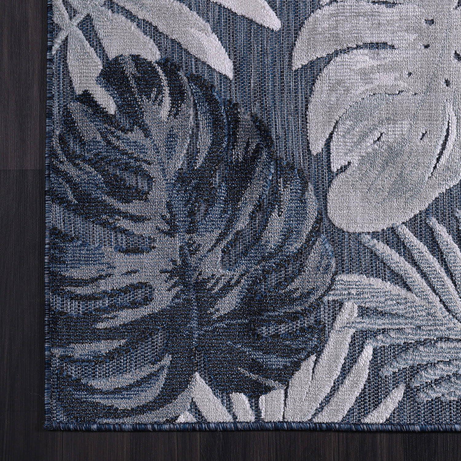 image:imageCAMILSON Indoor Outdoor Rug Navy 710x10 Leaf Tropical Botanical Area Rugs for Indoor and Outdoor patios EasyCleaning NonShedding Living Room Garden and Kitchen Washable Outside Carpet 8x103002 Navy