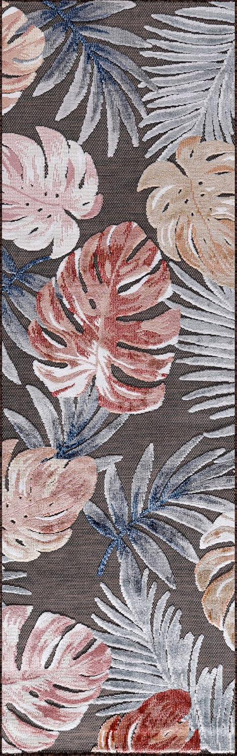 image:imageCAMILSON Indoor Outdoor Rug Navy 710x10 Leaf Tropical Botanical Area Rugs for Indoor and Outdoor patios EasyCleaning NonShedding Living Room Garden and Kitchen Washable Outside Carpet 8x103002 Brown