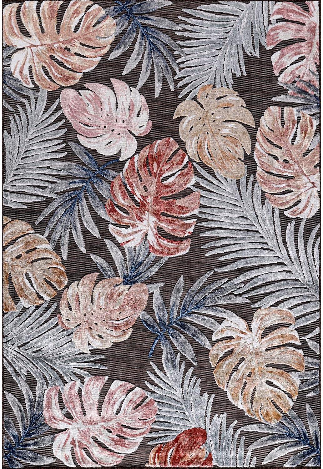 image:imageCAMILSON Indoor Outdoor Rug Navy 710x10 Leaf Tropical Botanical Area Rugs for Indoor and Outdoor patios EasyCleaning NonShedding Living Room Garden and Kitchen Washable Outside Carpet 8x103002 Brown