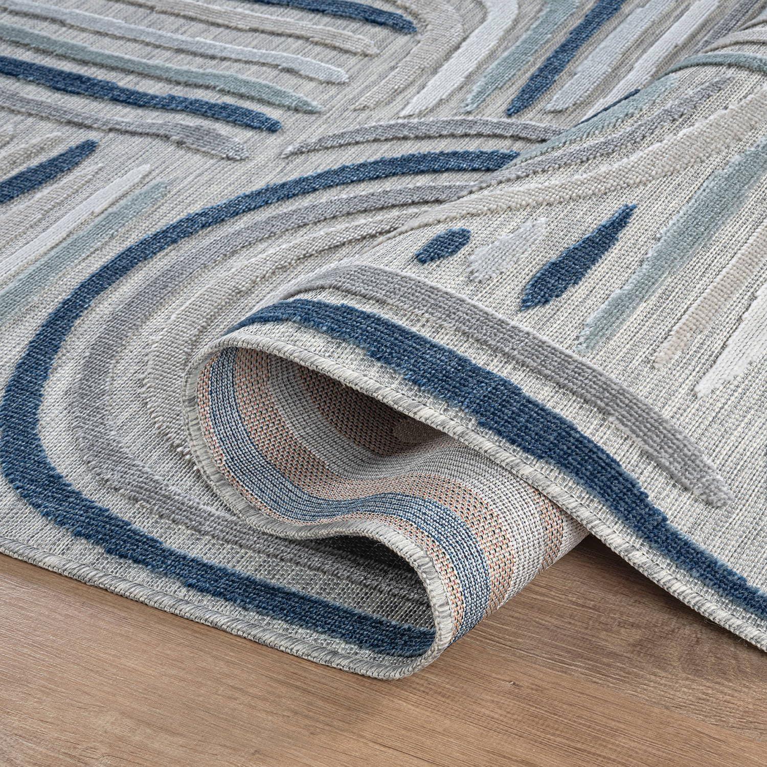 image:imageCAMILSON Indoor Outdoor Rug Navy 710x10 Leaf Tropical Botanical Area Rugs for Indoor and Outdoor patios EasyCleaning NonShedding Living Room Garden and Kitchen Washable Outside Carpet 8x103004 Blue