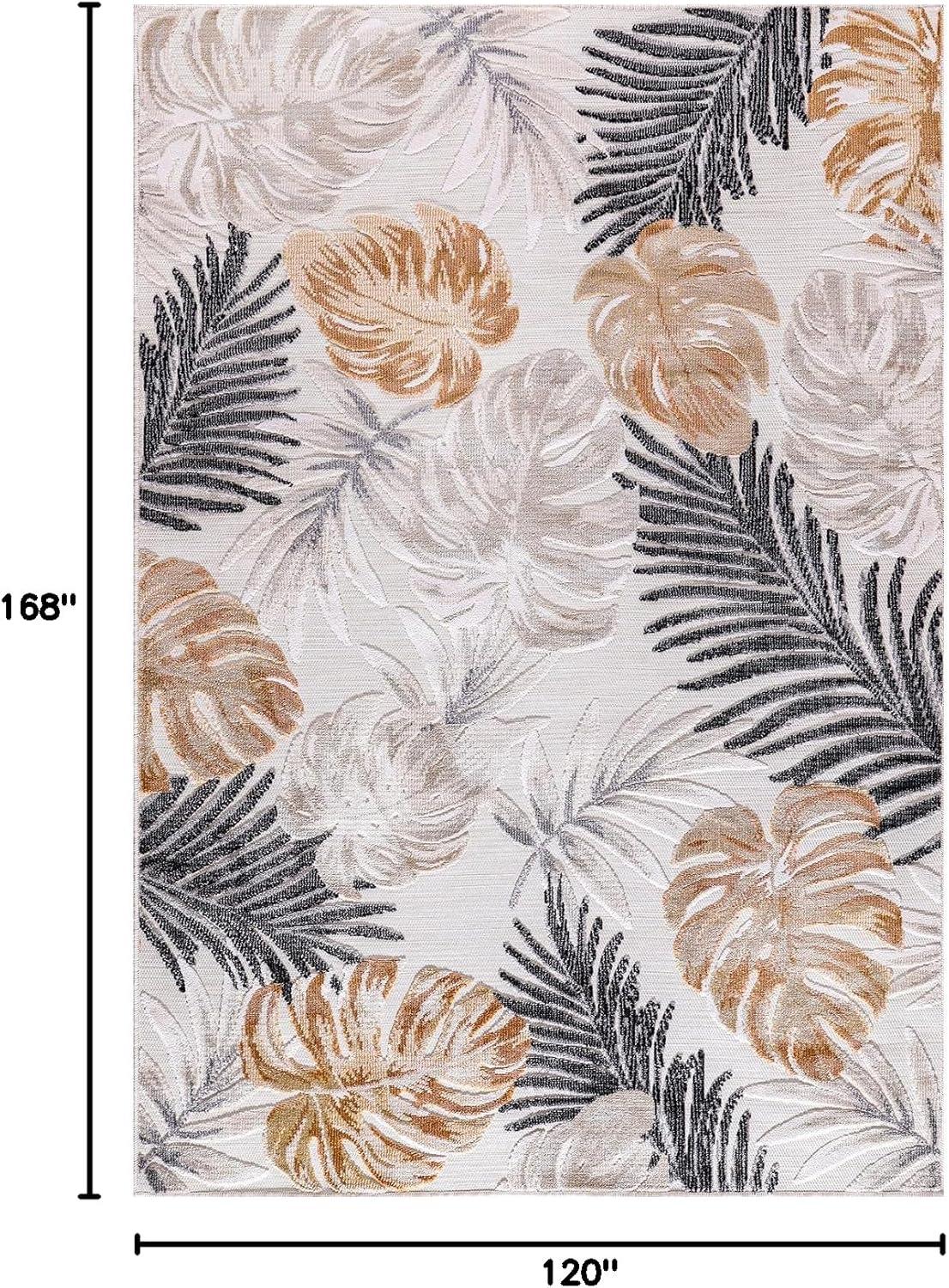 image:imageCAMILSON Indoor Outdoor Rug Navy 710x10 Leaf Tropical Botanical Area Rugs for Indoor and Outdoor patios EasyCleaning NonShedding Living Room Garden and Kitchen Washable Outside Carpet 8x103002 Yellow