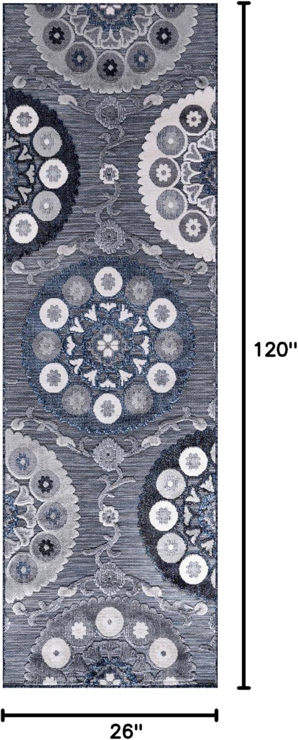image:imageCAMILSON Indoor Outdoor Rug Navy 710x10 Leaf Tropical Botanical Area Rugs for Indoor and Outdoor patios EasyCleaning NonShedding Living Room Garden and Kitchen Washable Outside Carpet 8x103003 Navy