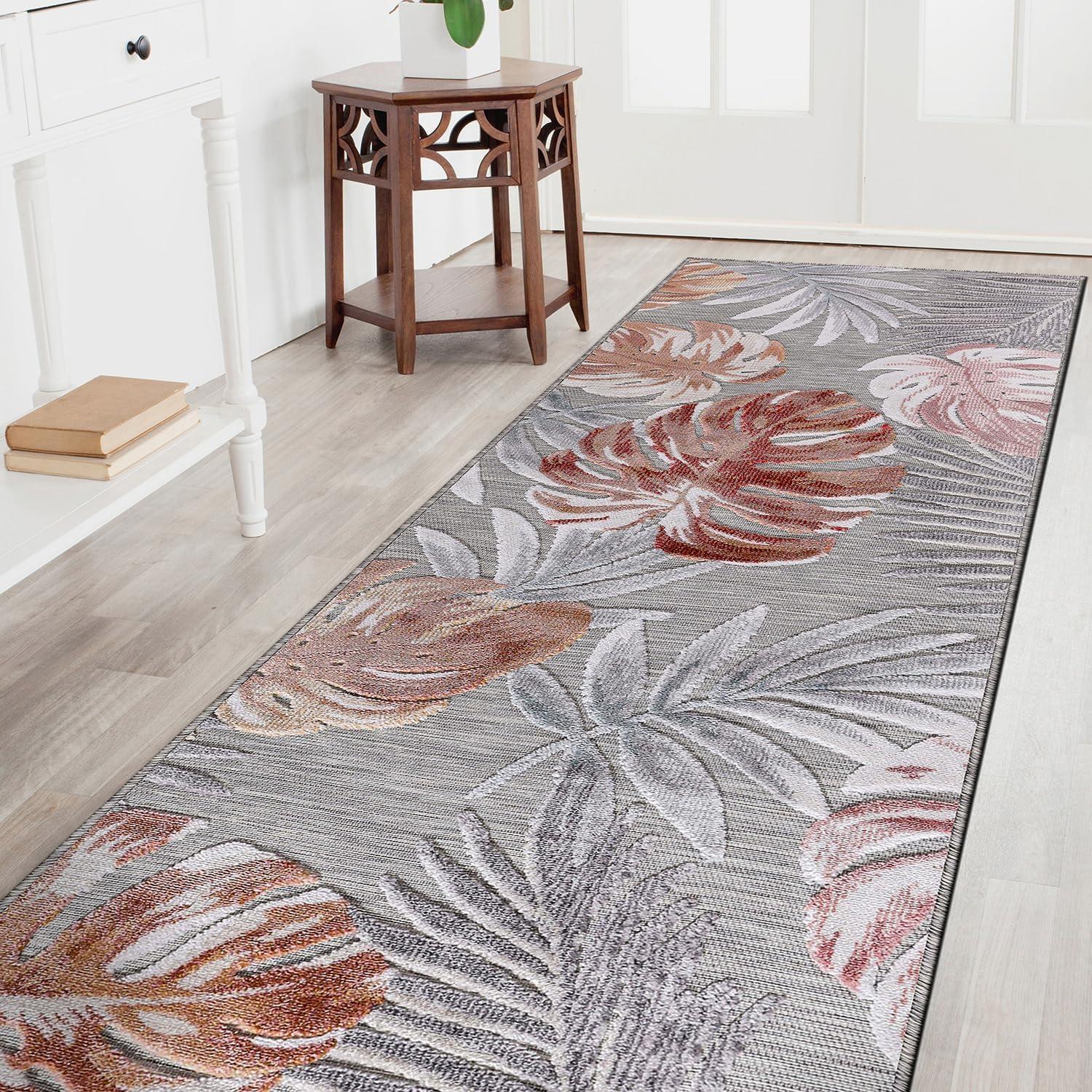 image:imageCAMILSON Indoor Outdoor Rug Navy 710x10 Leaf Tropical Botanical Area Rugs for Indoor and Outdoor patios EasyCleaning NonShedding Living Room Garden and Kitchen Washable Outside Carpet 8x103002 Multi Color