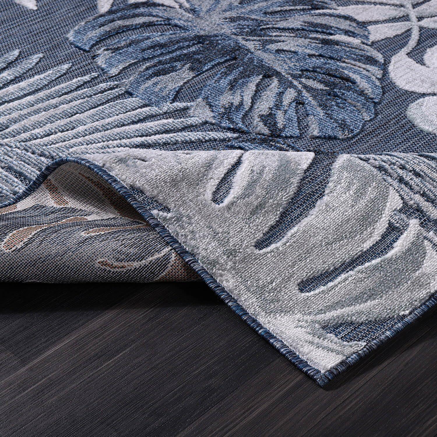 image:imageCAMILSON Indoor Outdoor Rug Navy 710x10 Leaf Tropical Botanical Area Rugs for Indoor and Outdoor patios EasyCleaning NonShedding Living Room Garden and Kitchen Washable Outside Carpet 8x103002 Navy