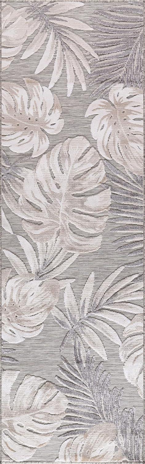 image:imageCAMILSON Indoor Outdoor Rug Navy 710x10 Leaf Tropical Botanical Area Rugs for Indoor and Outdoor patios EasyCleaning NonShedding Living Room Garden and Kitchen Washable Outside Carpet 8x103002 Beige