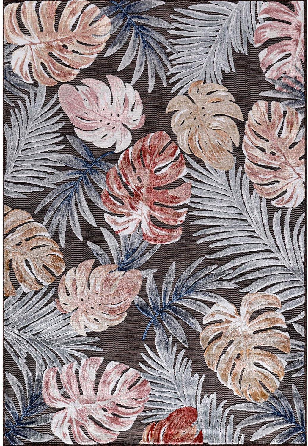 image:imageCAMILSON Indoor Outdoor Rug Navy 710x10 Leaf Tropical Botanical Area Rugs for Indoor and Outdoor patios EasyCleaning NonShedding Living Room Garden and Kitchen Washable Outside Carpet 8x103002 Brown