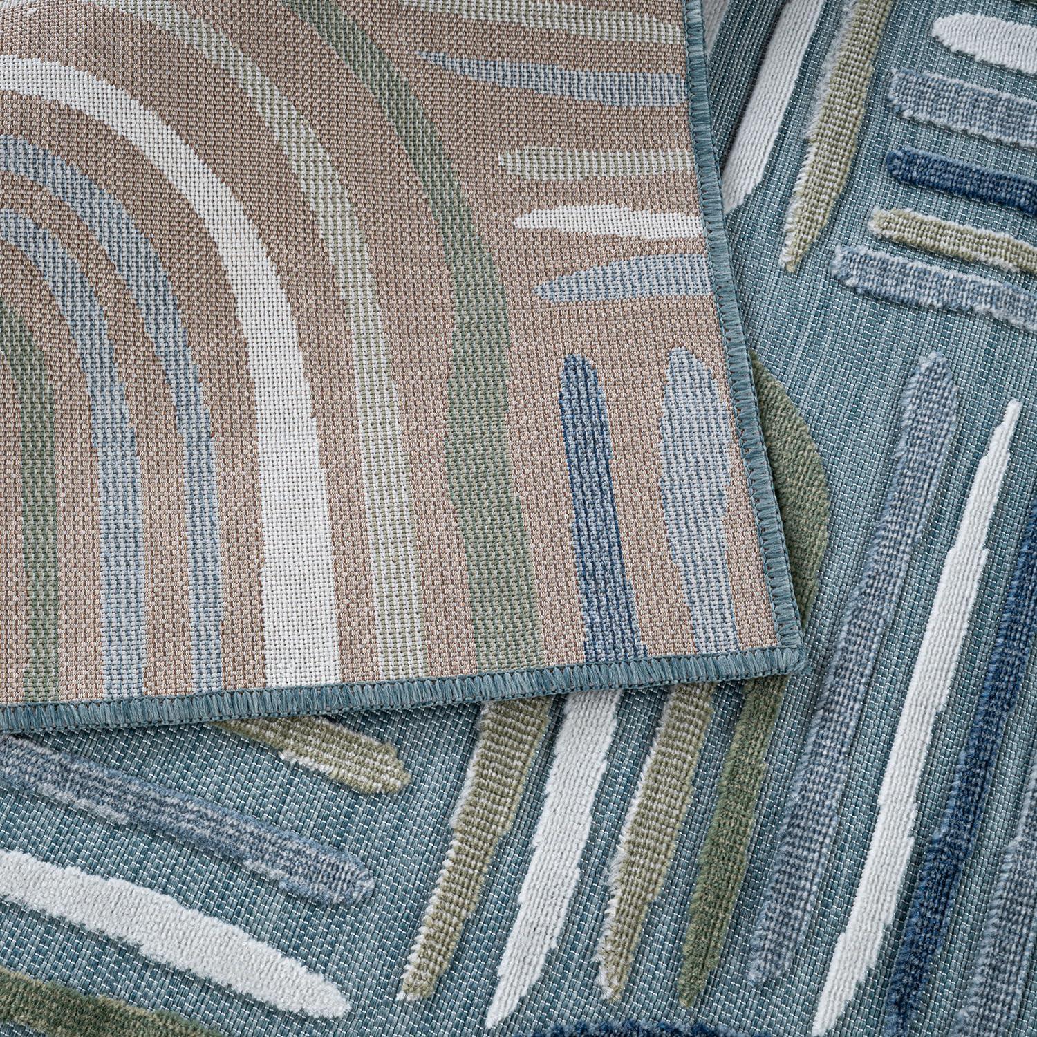 image:imageCAMILSON Indoor Outdoor Rug Navy 710x10 Leaf Tropical Botanical Area Rugs for Indoor and Outdoor patios EasyCleaning NonShedding Living Room Garden and Kitchen Washable Outside Carpet 8x103004 Aqua