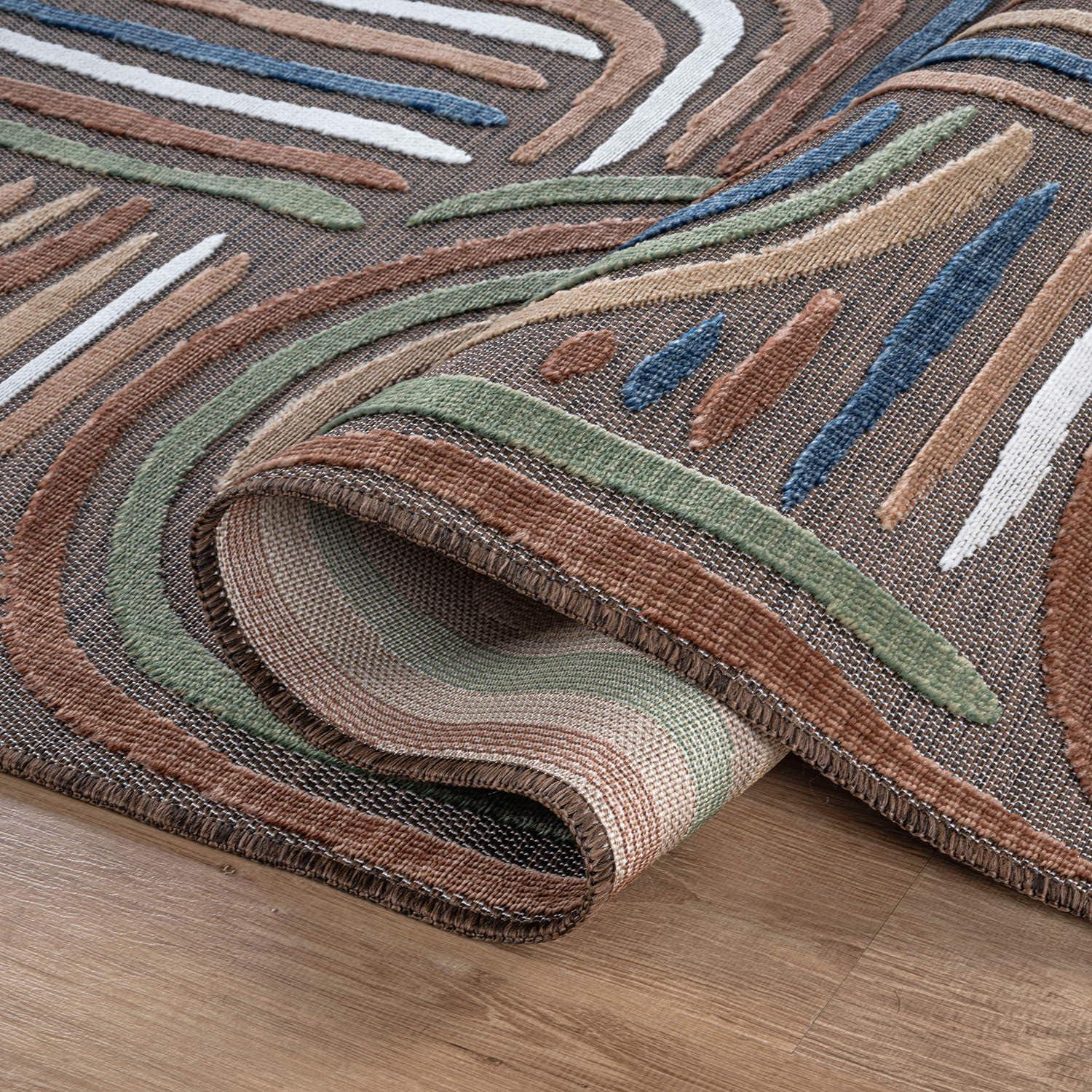 image:imageCAMILSON Indoor Outdoor Rug Navy 710x10 Leaf Tropical Botanical Area Rugs for Indoor and Outdoor patios EasyCleaning NonShedding Living Room Garden and Kitchen Washable Outside Carpet 8x103004 Brown
