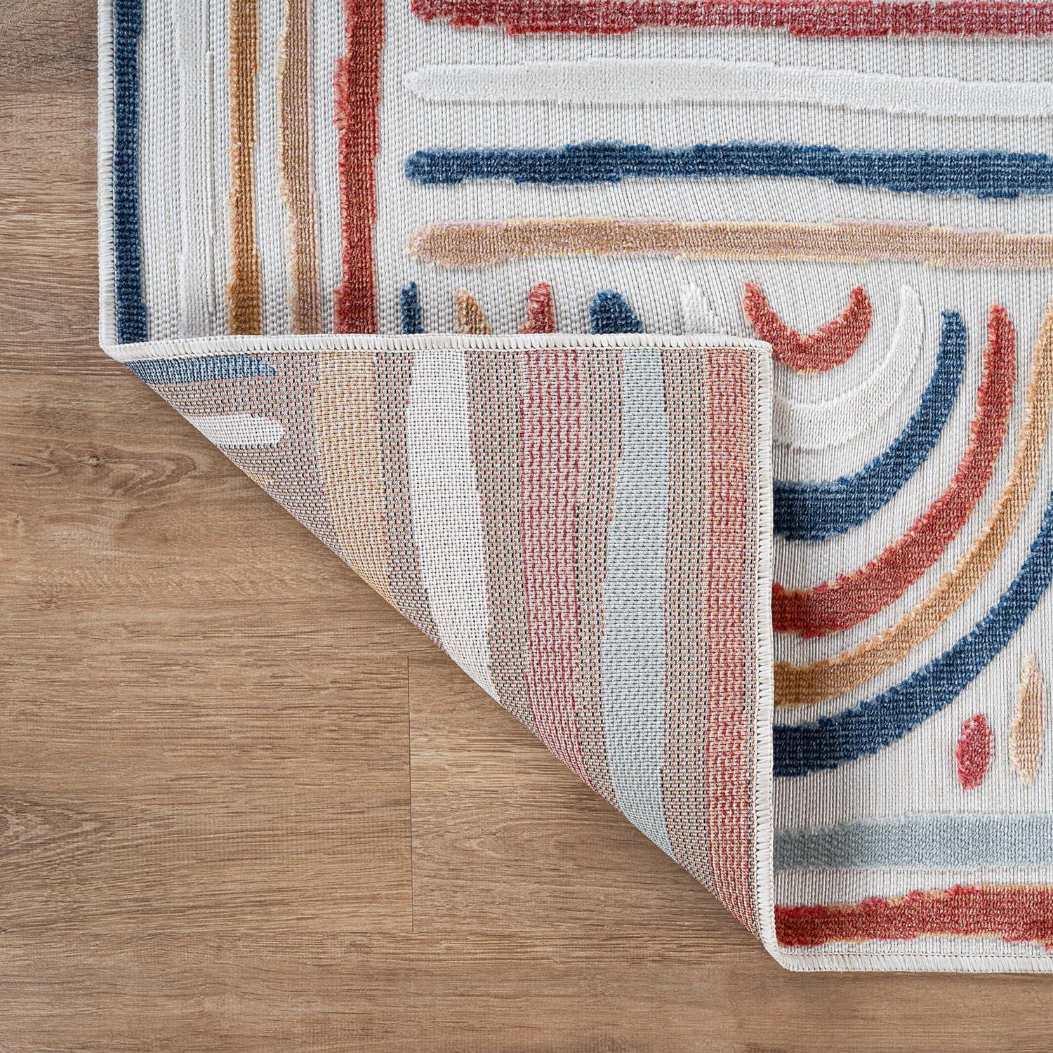 image:imageCAMILSON Indoor Outdoor Rug Navy 710x10 Leaf Tropical Botanical Area Rugs for Indoor and Outdoor patios EasyCleaning NonShedding Living Room Garden and Kitchen Washable Outside Carpet 8x103004 Multicolor
