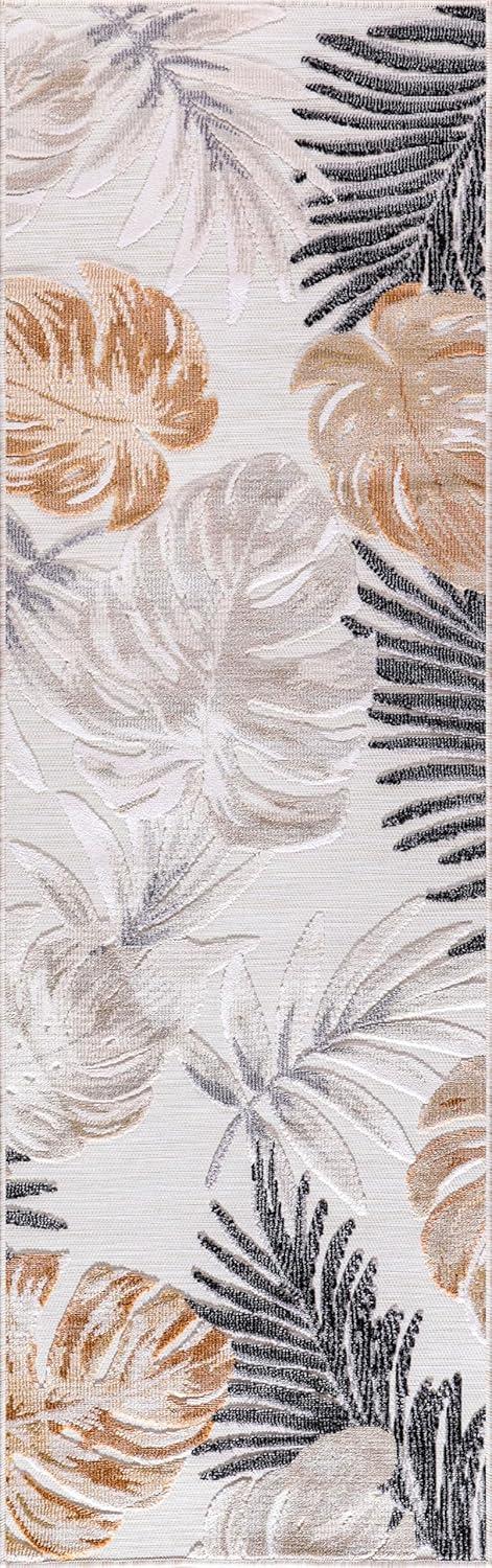 image:imageCAMILSON Indoor Outdoor Rug Navy 710x10 Leaf Tropical Botanical Area Rugs for Indoor and Outdoor patios EasyCleaning NonShedding Living Room Garden and Kitchen Washable Outside Carpet 8x103002 Yellow