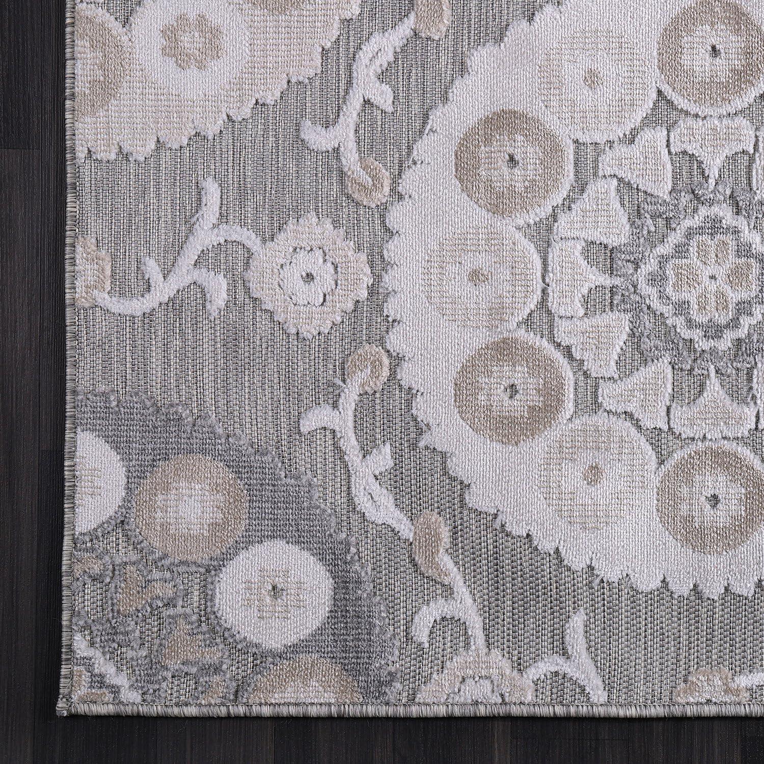 image:imageCAMILSON Indoor Outdoor Rug Navy 710x10 Leaf Tropical Botanical Area Rugs for Indoor and Outdoor patios EasyCleaning NonShedding Living Room Garden and Kitchen Washable Outside Carpet 8x103003 Beige