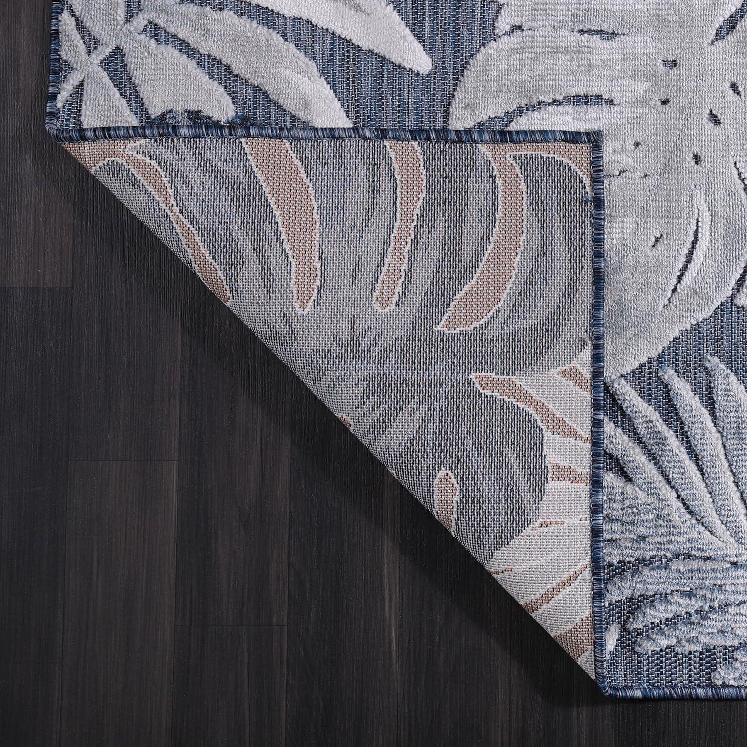 image:imageCAMILSON Indoor Outdoor Rug Navy 710x10 Leaf Tropical Botanical Area Rugs for Indoor and Outdoor patios EasyCleaning NonShedding Living Room Garden and Kitchen Washable Outside Carpet 8x103002 Navy