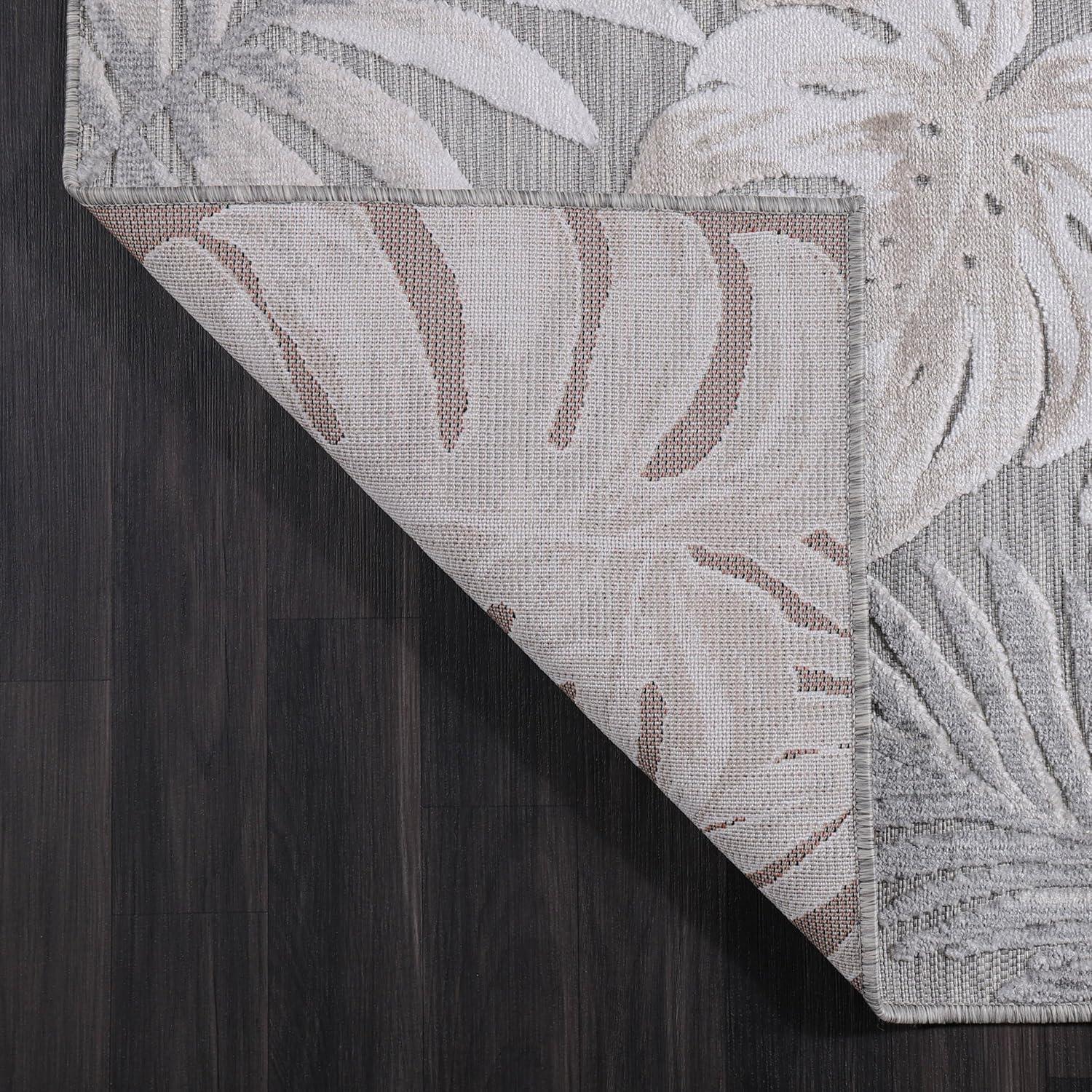 image:imageCAMILSON Indoor Outdoor Rug Navy 710x10 Leaf Tropical Botanical Area Rugs for Indoor and Outdoor patios EasyCleaning NonShedding Living Room Garden and Kitchen Washable Outside Carpet 8x103002 Beige