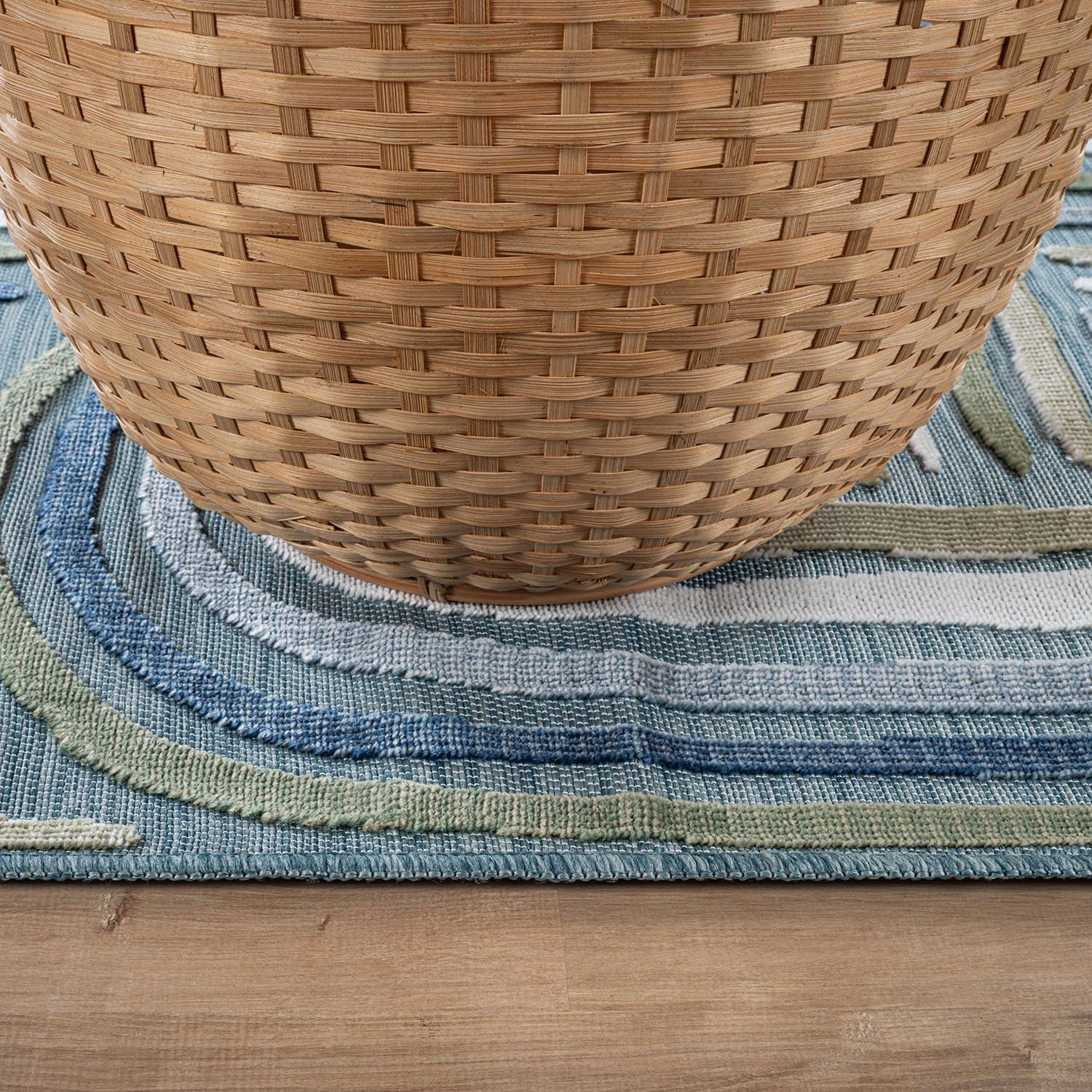 image:imageCAMILSON Indoor Outdoor Rug Navy 710x10 Leaf Tropical Botanical Area Rugs for Indoor and Outdoor patios EasyCleaning NonShedding Living Room Garden and Kitchen Washable Outside Carpet 8x103004 Aqua